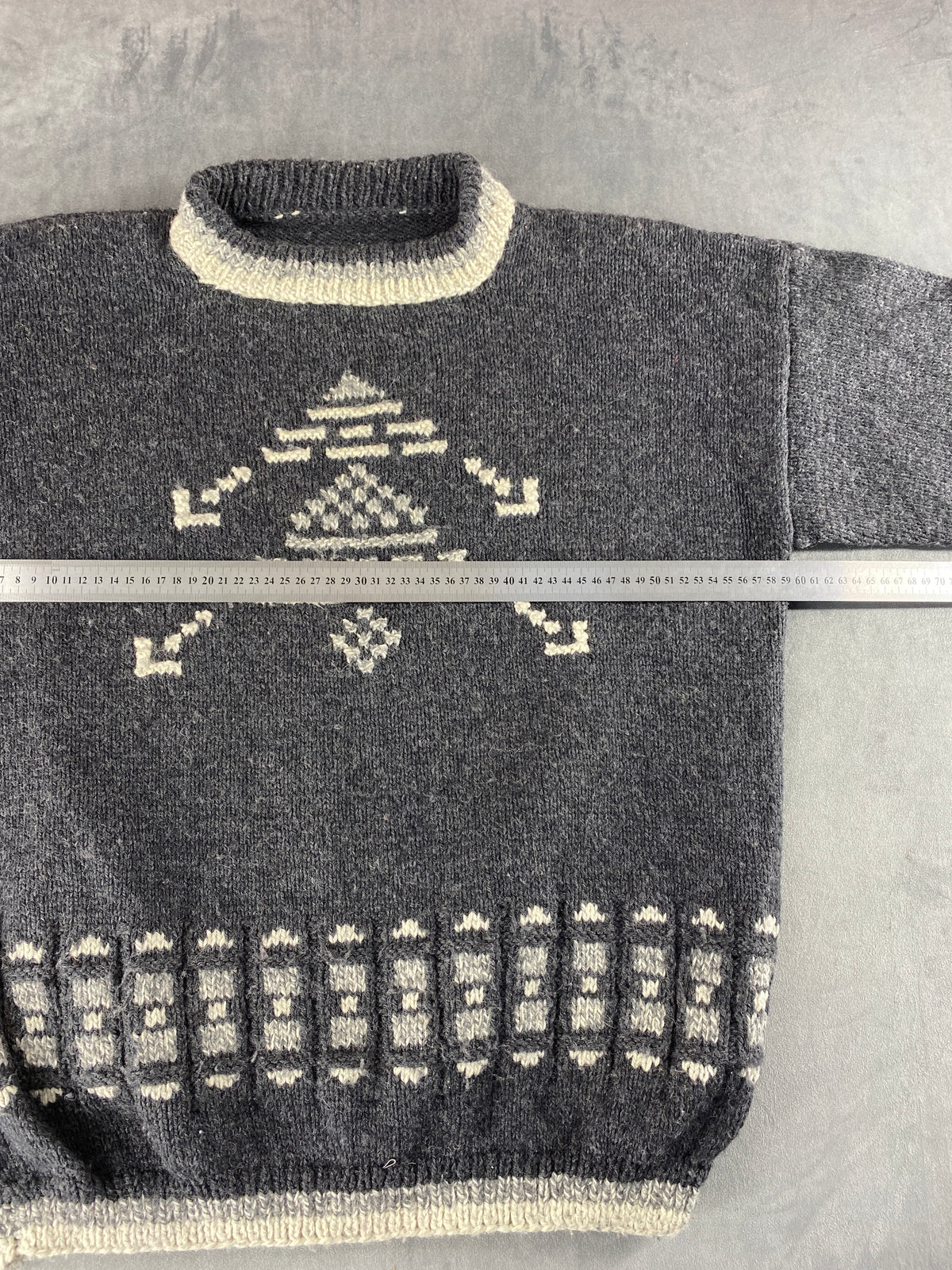 Maglione girocollo fantasia nordica grigio vintage – Donna Taglia XL