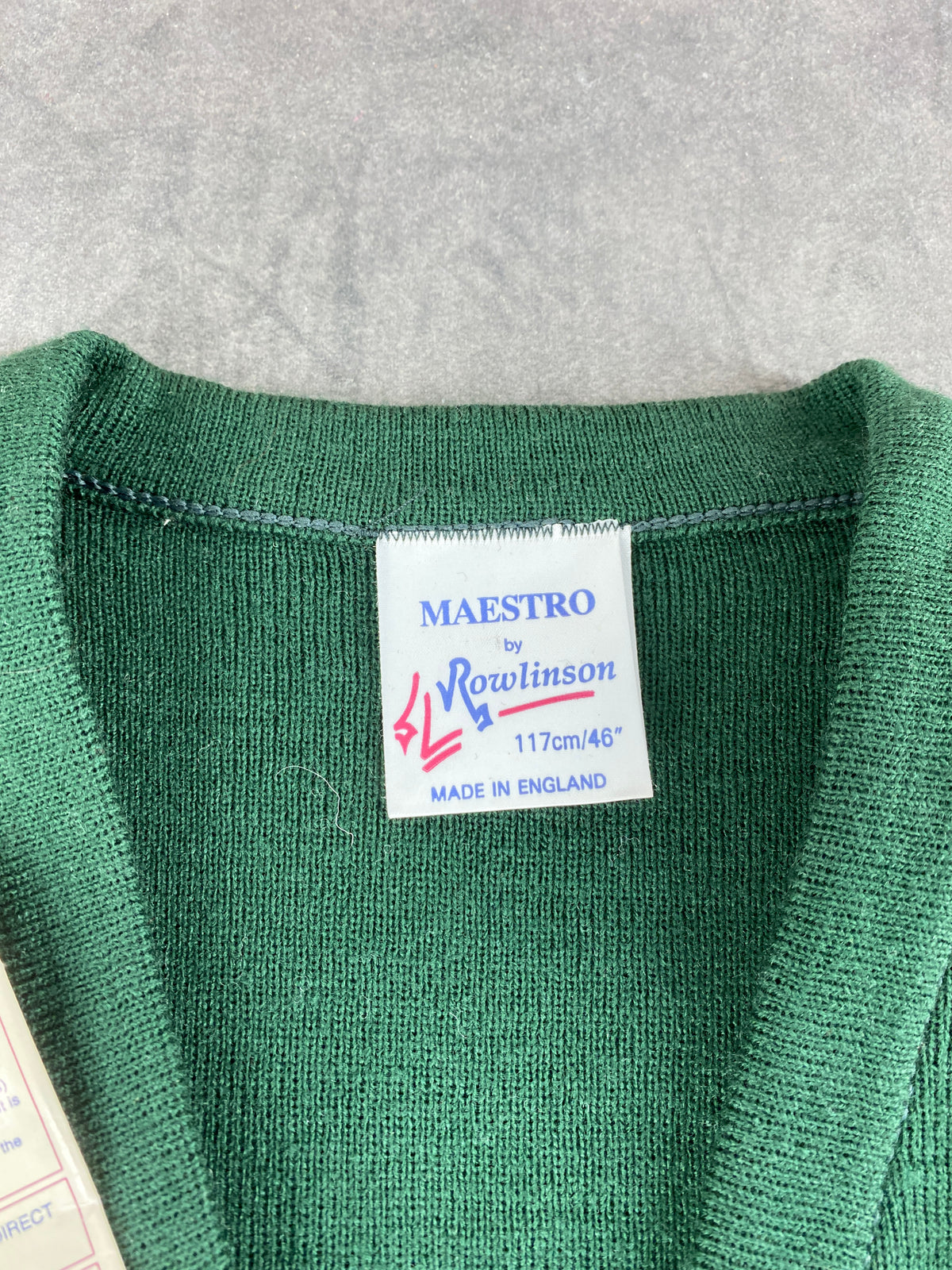 Maglione scollo a V acrilico Maestro verde bosco vintage – Donna Taglia XL
