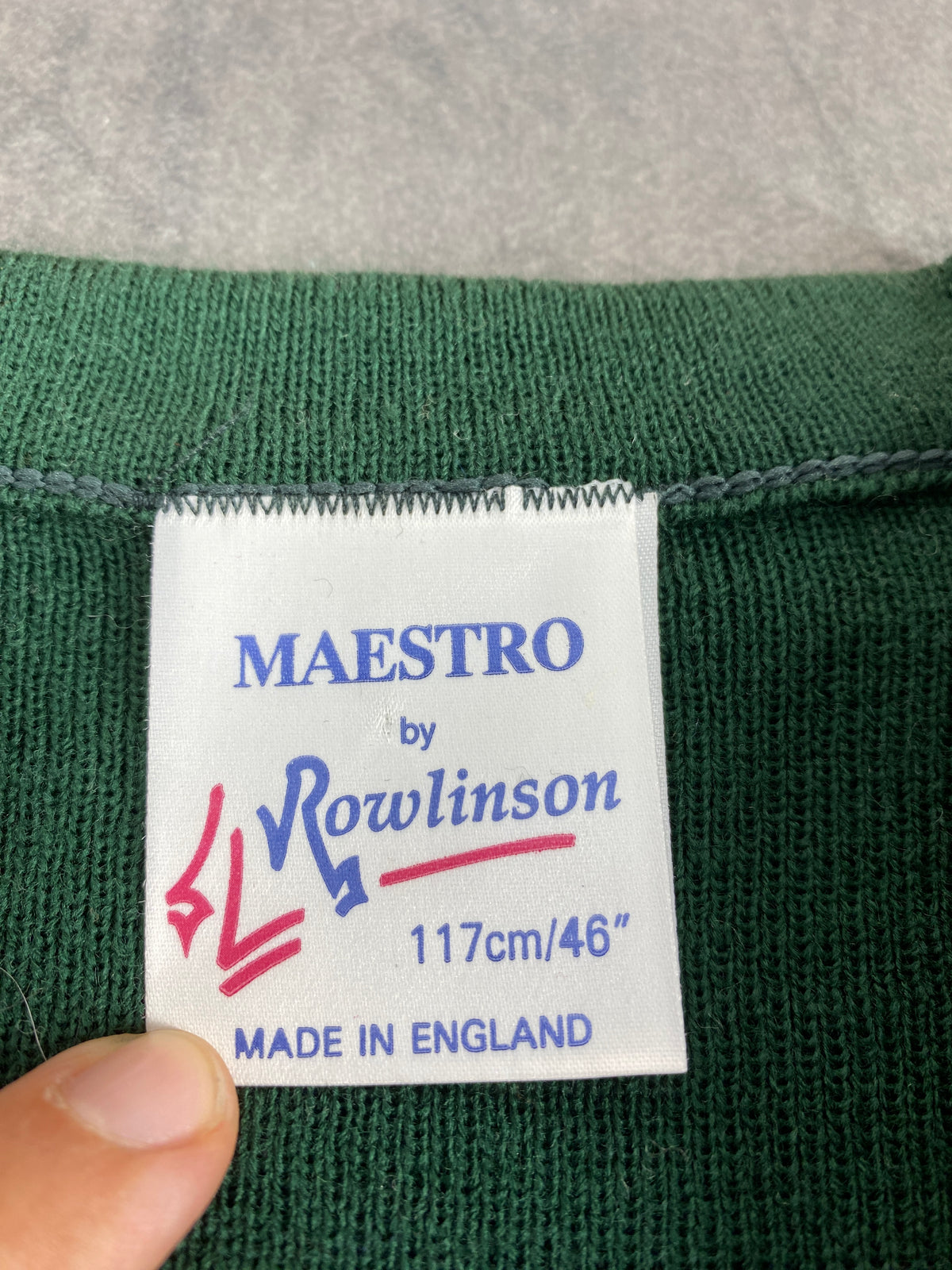 Maglione scollo a V acrilico Maestro verde bosco vintage – Donna Taglia XL