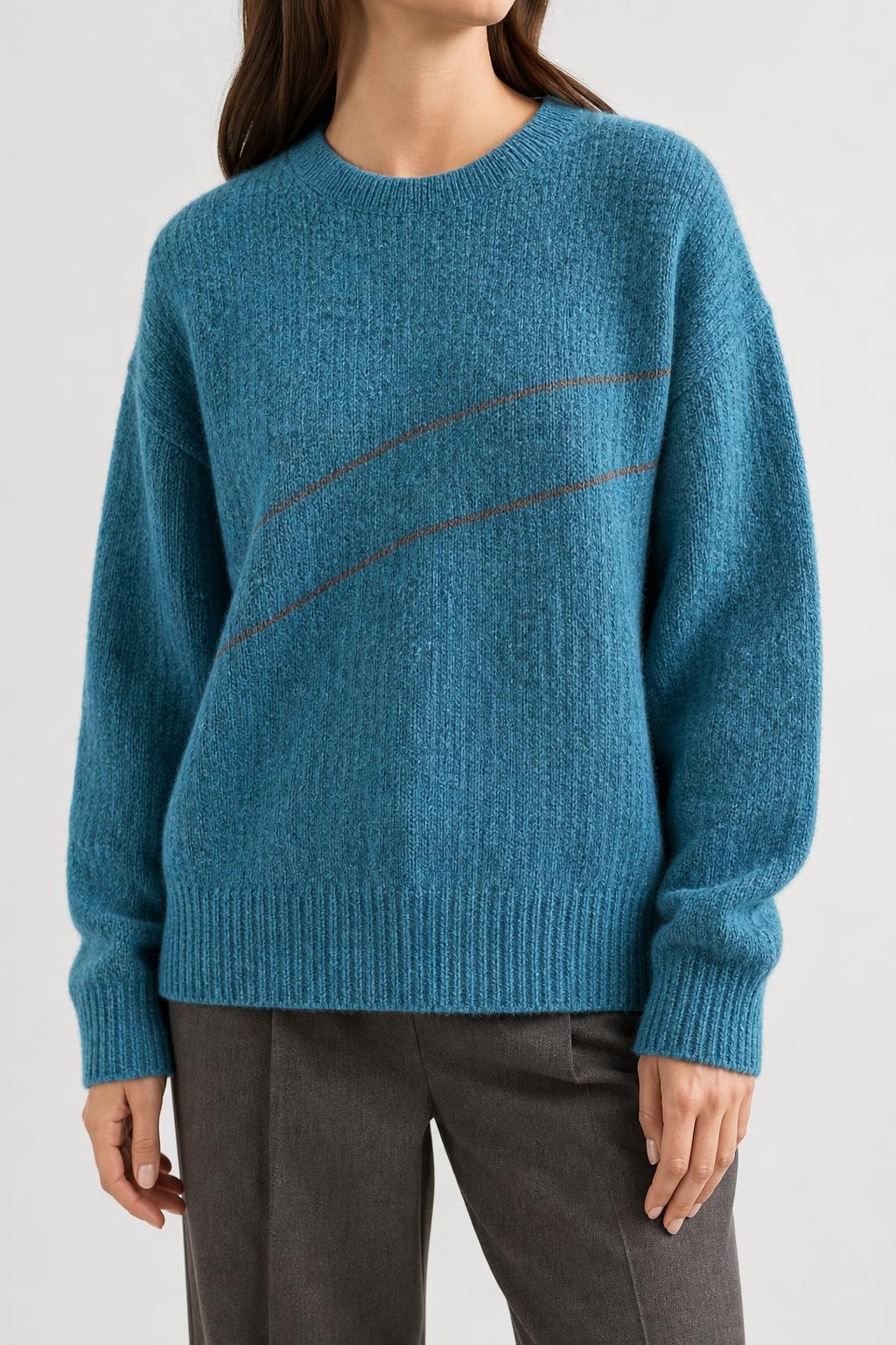 Maglione girocollo ottanio Maggi vintage – Donna Taglia XL