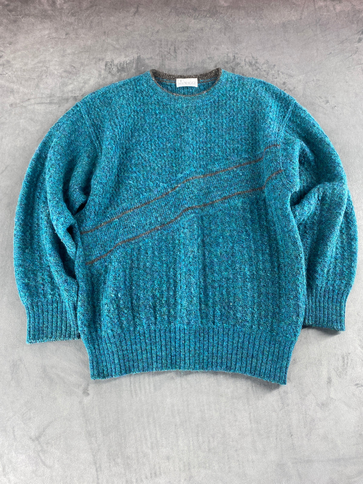 Maglione girocollo ottanio Maggi vintage – Donna Taglia XL