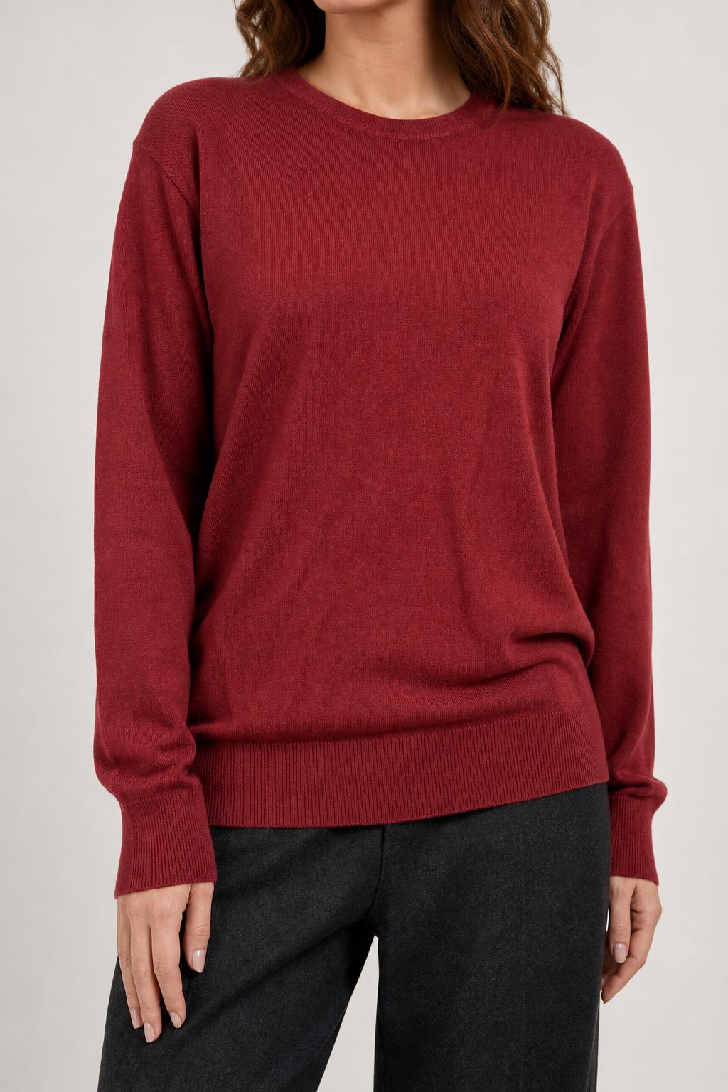 Maglione girocollo lana Bexleys bordeaux vintage – Donna Taglia XL