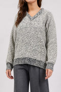 Maglione scollo a V grigio mélange vintage – Donna Taglia XL