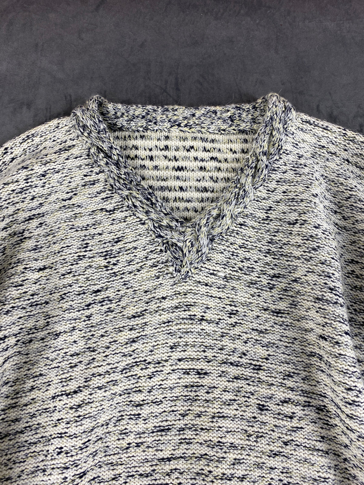Maglione scollo a V grigio mélange vintage – Donna Taglia XL