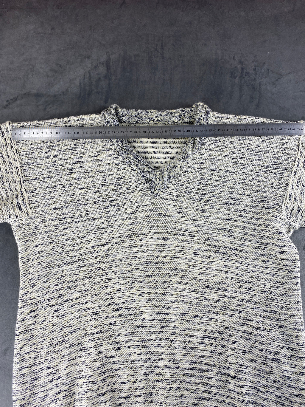 Maglione scollo a V grigio mélange vintage – Donna Taglia XL