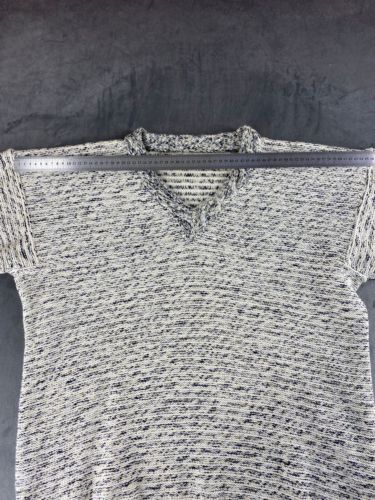 Maglione scollo a V grigio mélange vintage – Donna Taglia XL