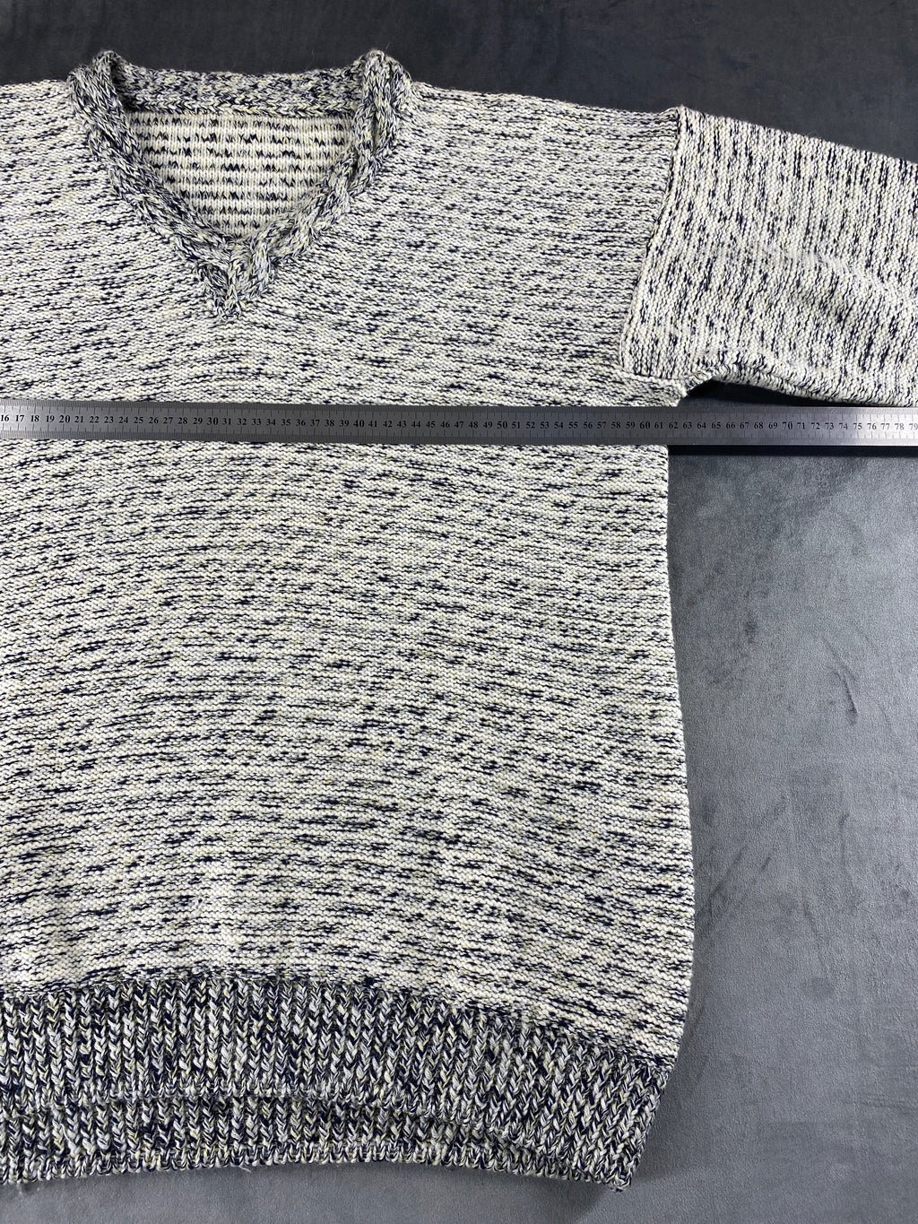 Maglione scollo a V grigio mélange vintage – Donna Taglia XL