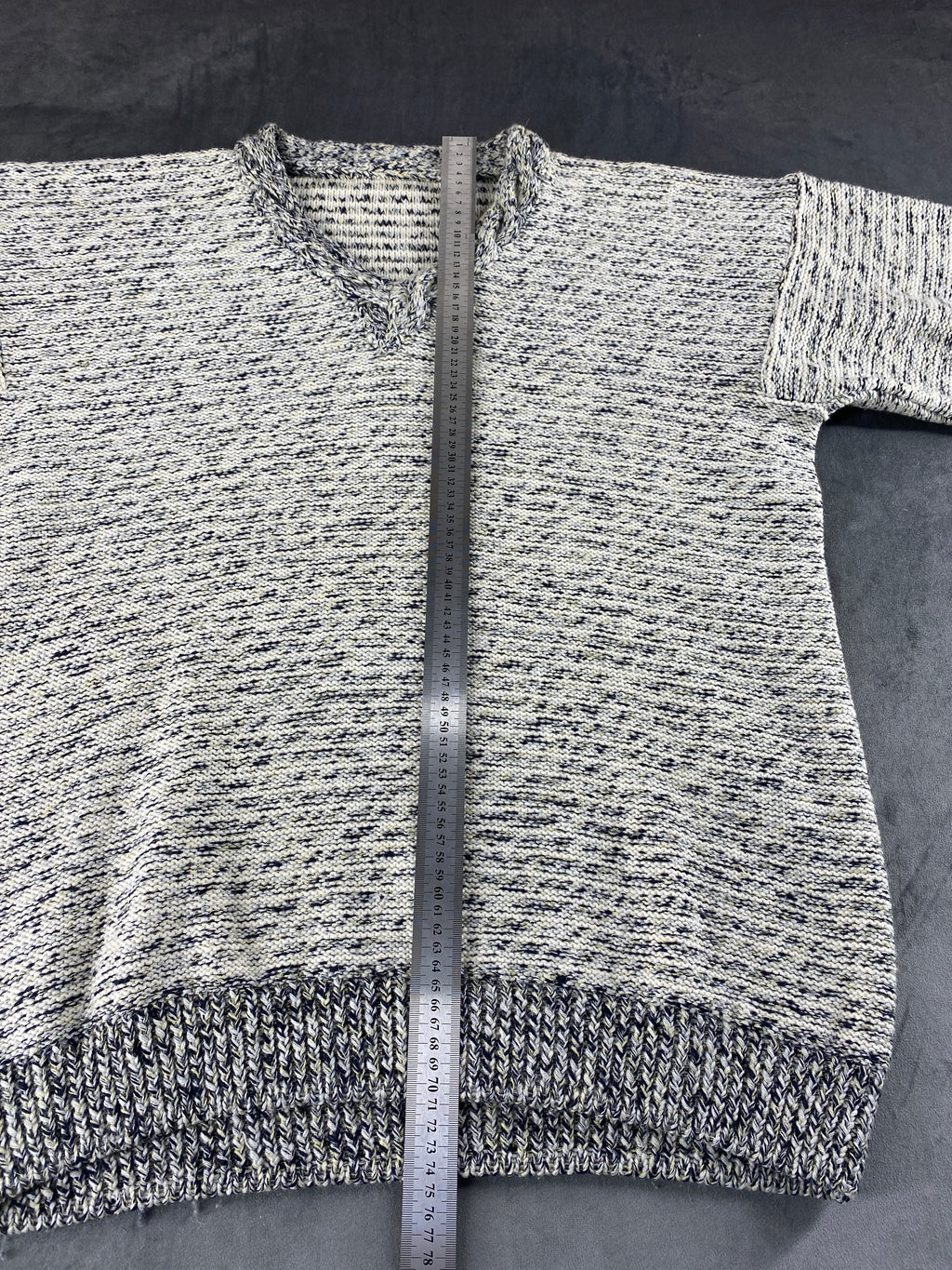 Maglione scollo a V grigio mélange vintage – Donna Taglia XL