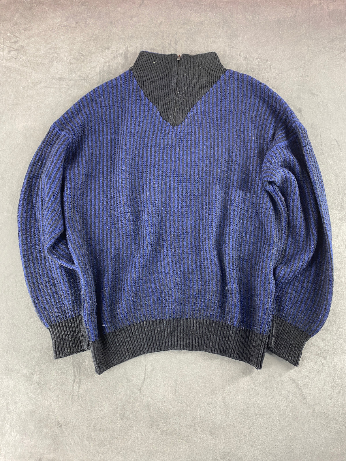 Maglione half-zip navy testurizzato Stefanel vintage – Uomo Taglia L
