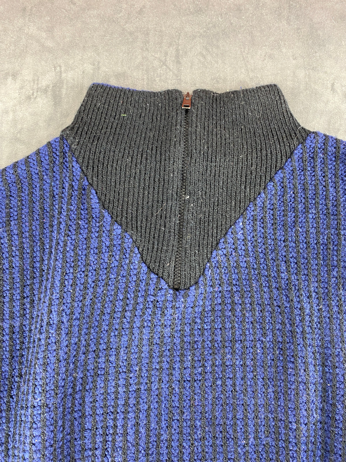 Maglione half-zip navy testurizzato Stefanel vintage – Uomo Taglia L
