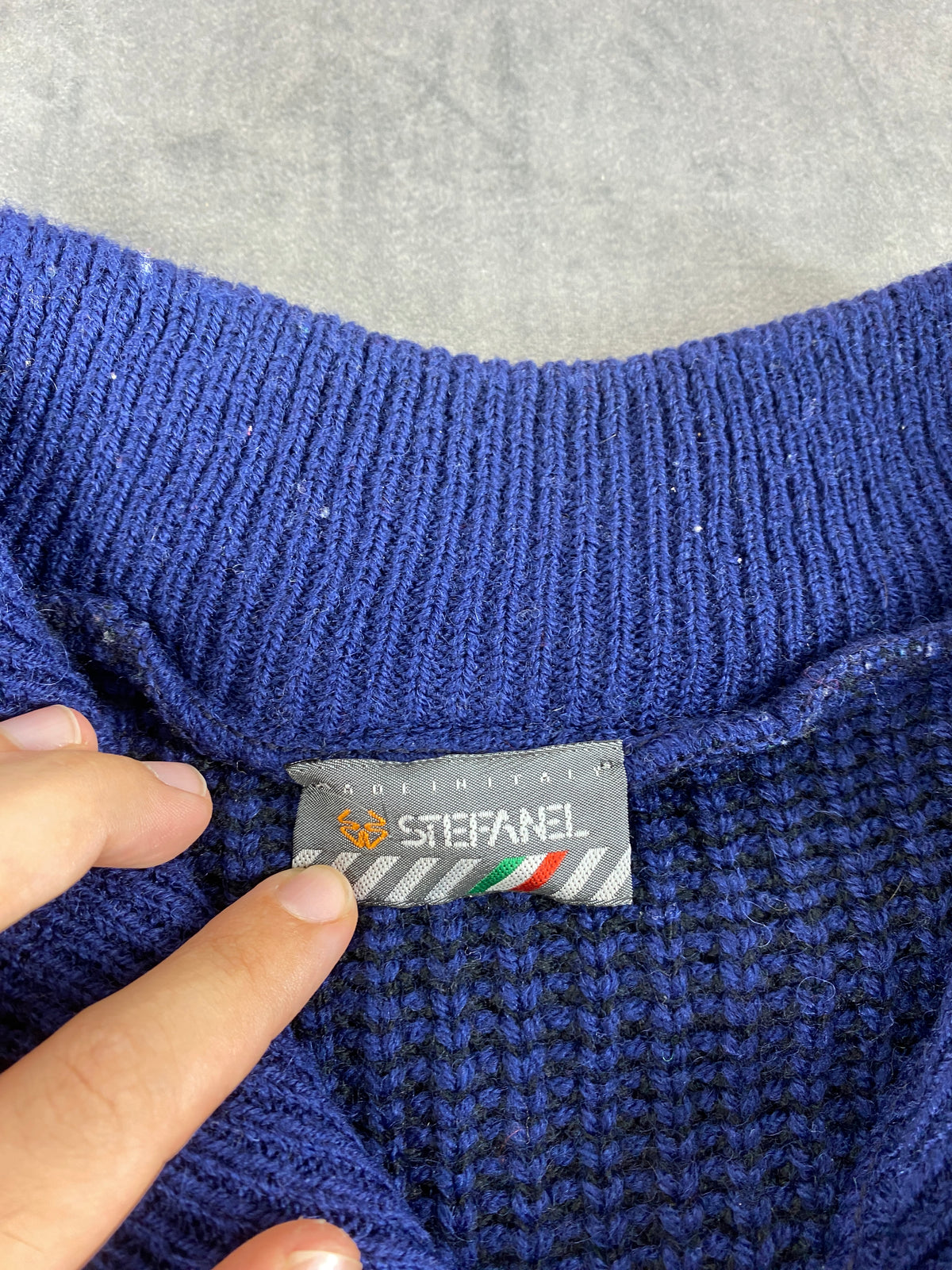 Maglione half-zip navy testurizzato Stefanel vintage – Uomo Taglia L
