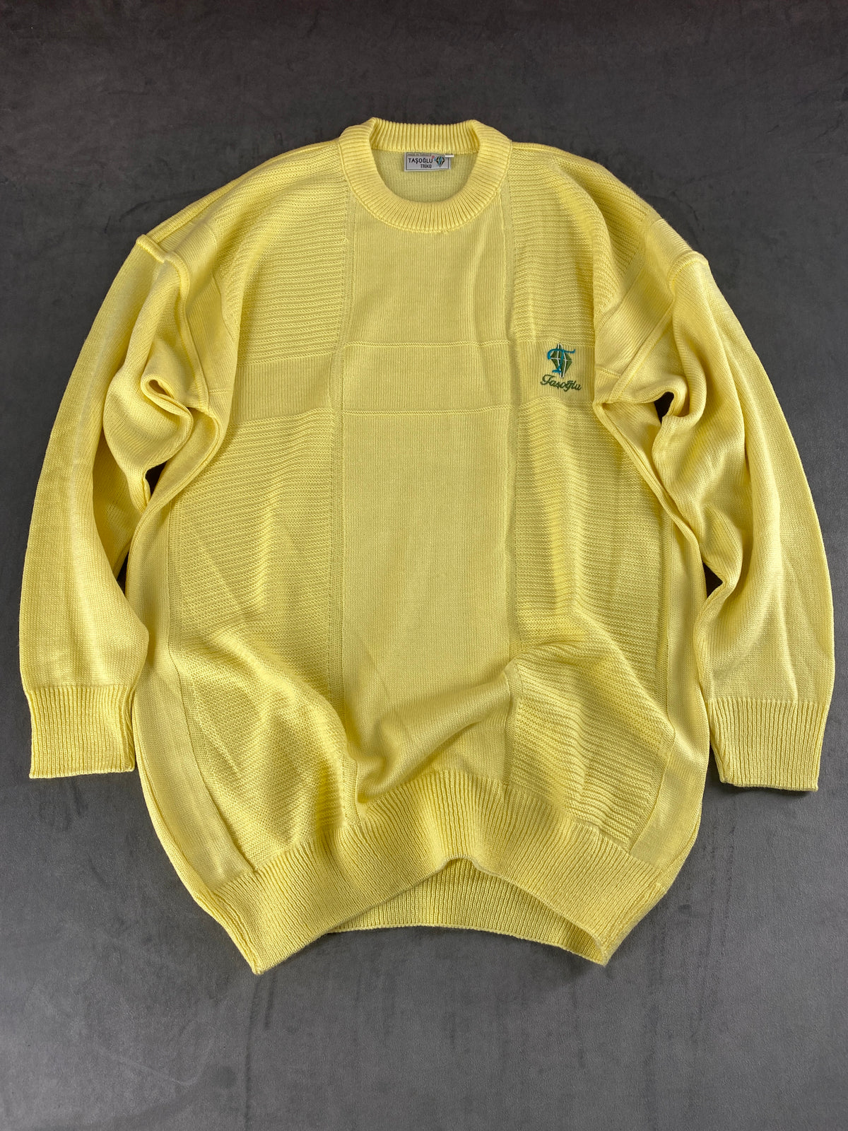 Maglione girocollo cotone Taşoğlu giallo pastello vintage – Donna Taglia XL
