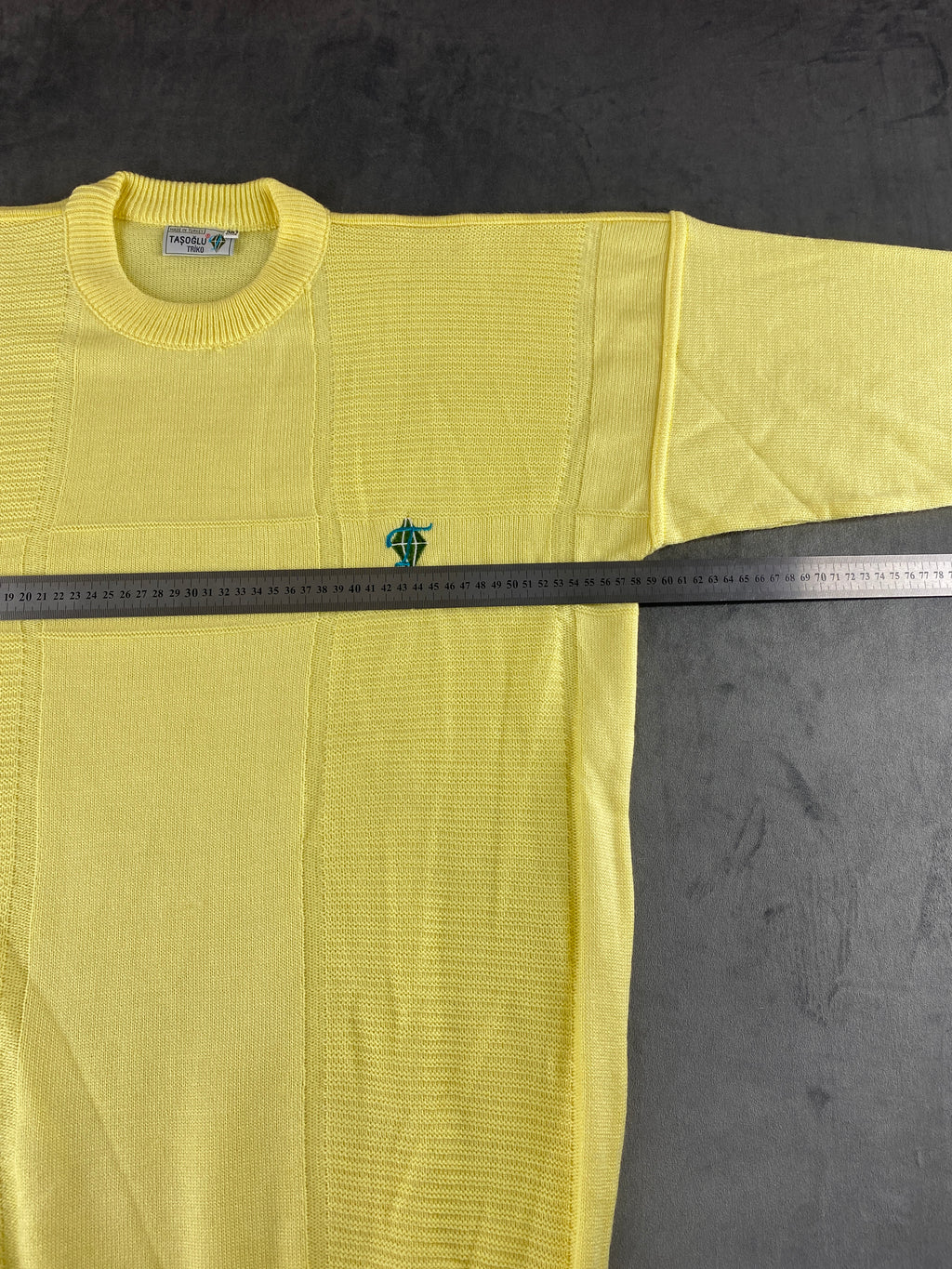 Maglione girocollo cotone Taşoğlu giallo pastello vintage – Donna Taglia XL