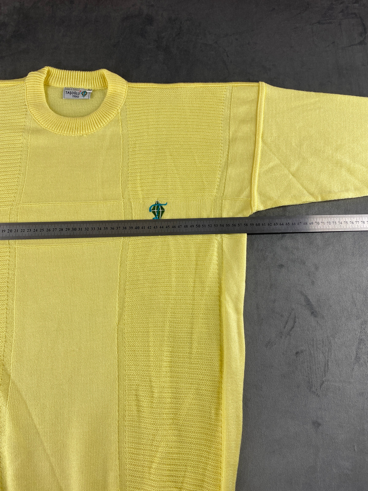 Maglione girocollo cotone Taşoğlu giallo pastello vintage – Donna Taglia XL