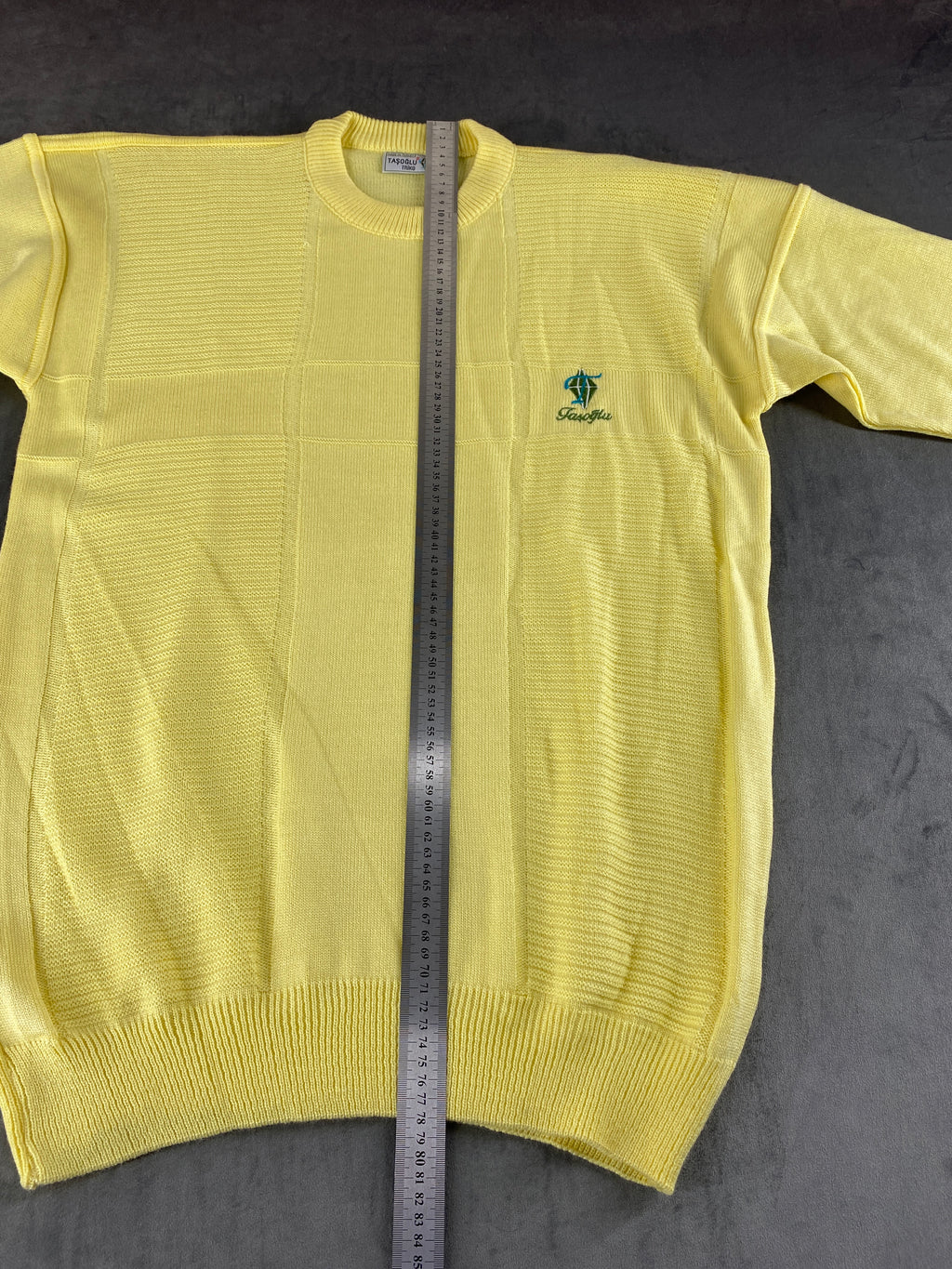 Maglione girocollo cotone Taşoğlu giallo pastello vintage – Donna Taglia XL