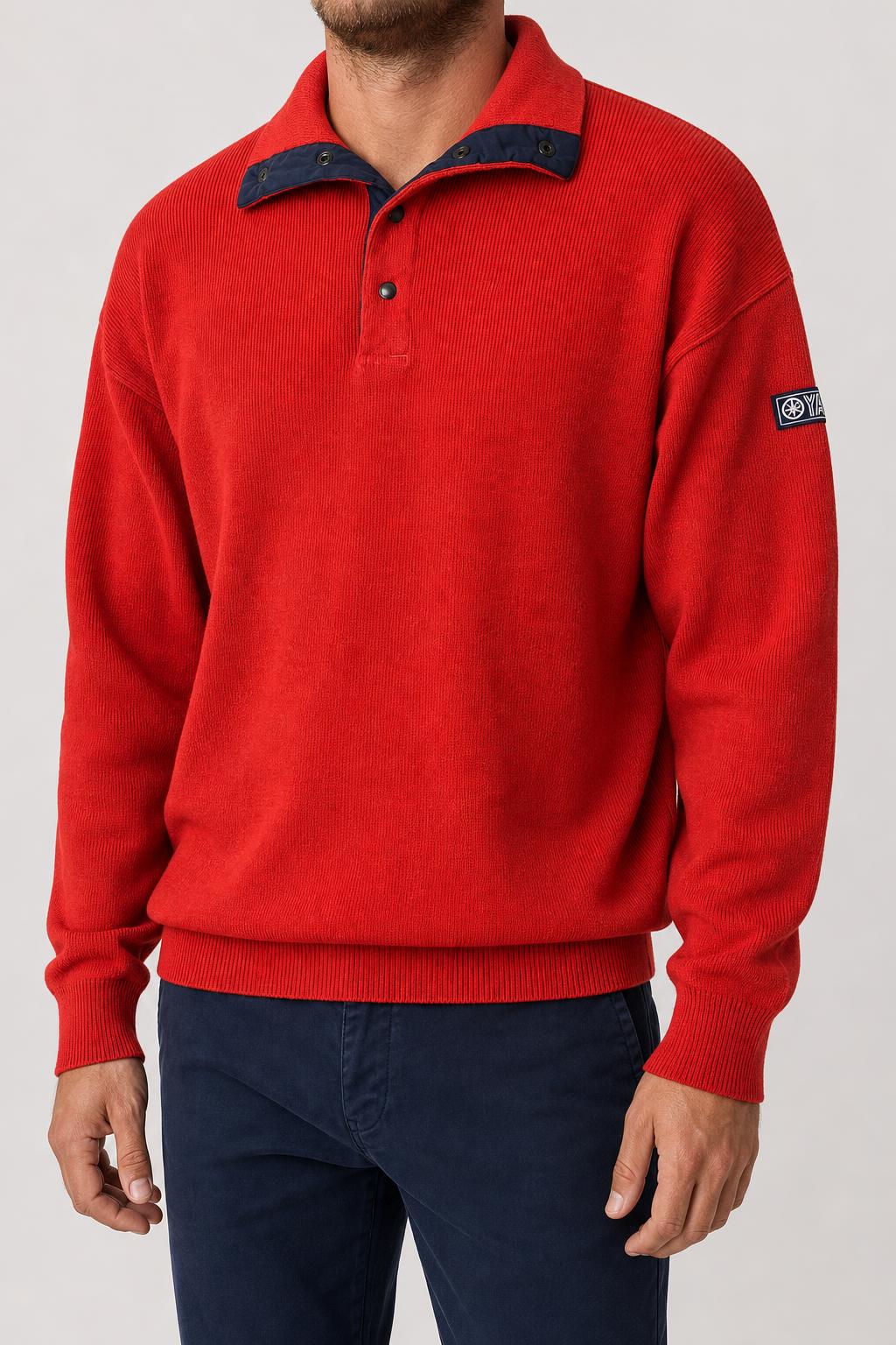 Maglione colletto polo rosso Yamaha vintage – Uomo Taglia L