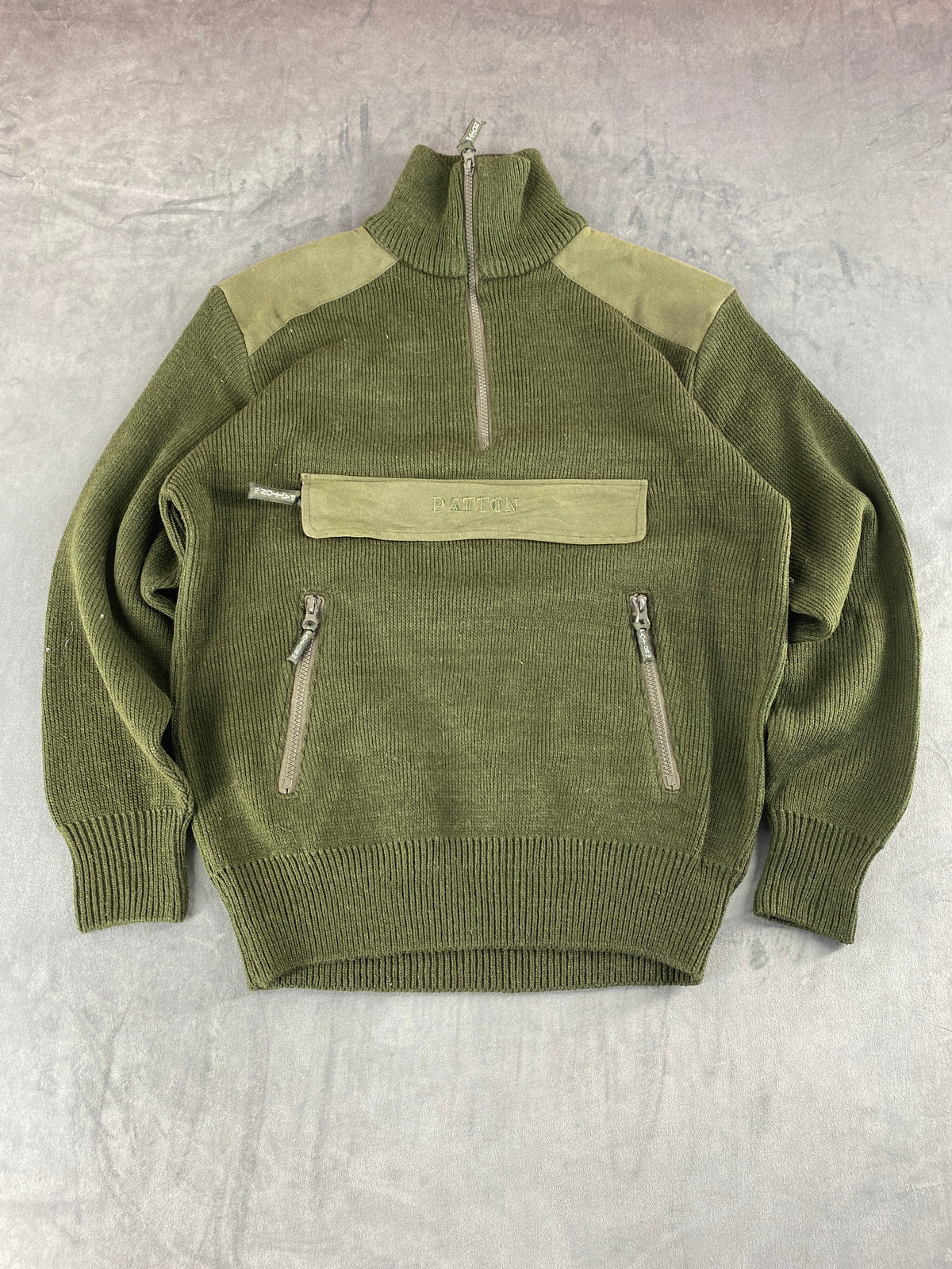 Maglione half-zip lana verde militare Paulon vintage – Uomo Taglia L