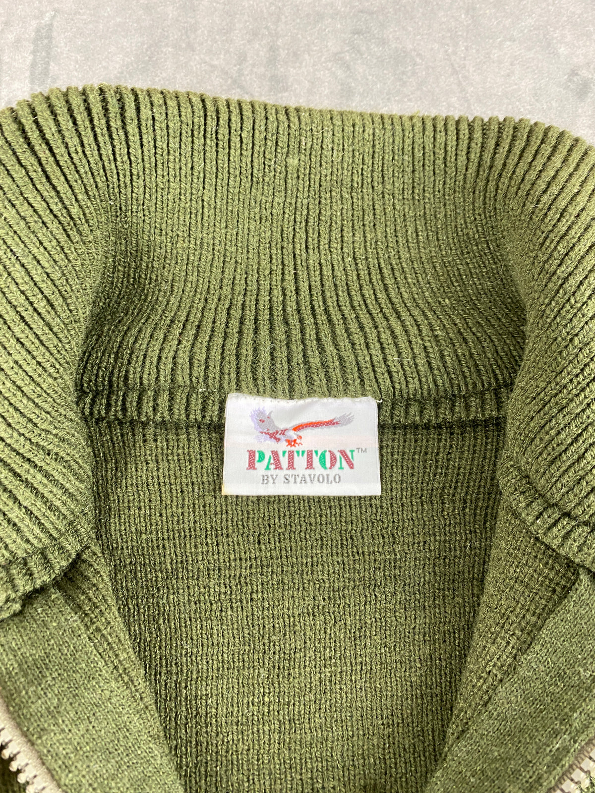 Maglione half-zip lana verde militare Paulon vintage – Uomo Taglia L