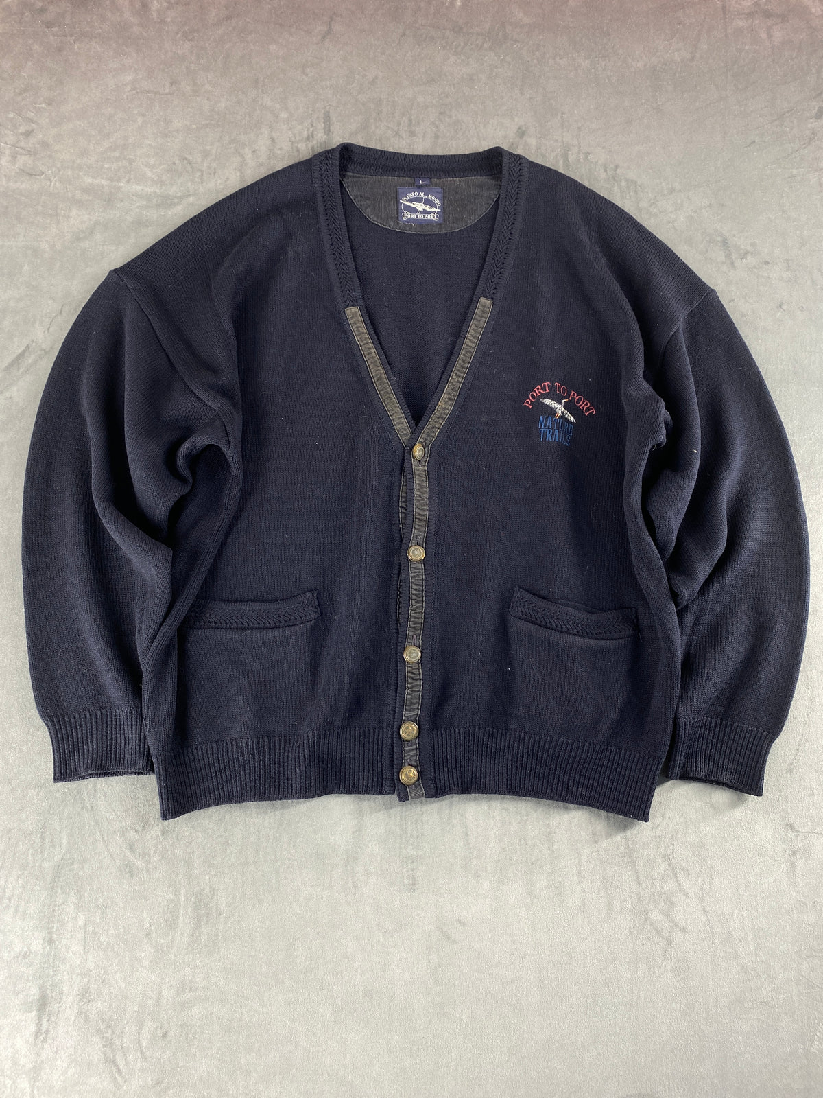 Cardigan scollo a V navy Port to Port vintage – Uomo Taglia L
