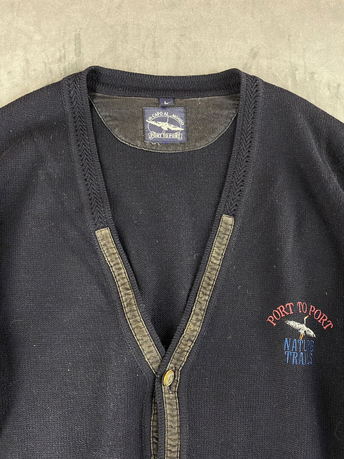 Cardigan scollo a V navy Port to Port vintage – Uomo Taglia L
