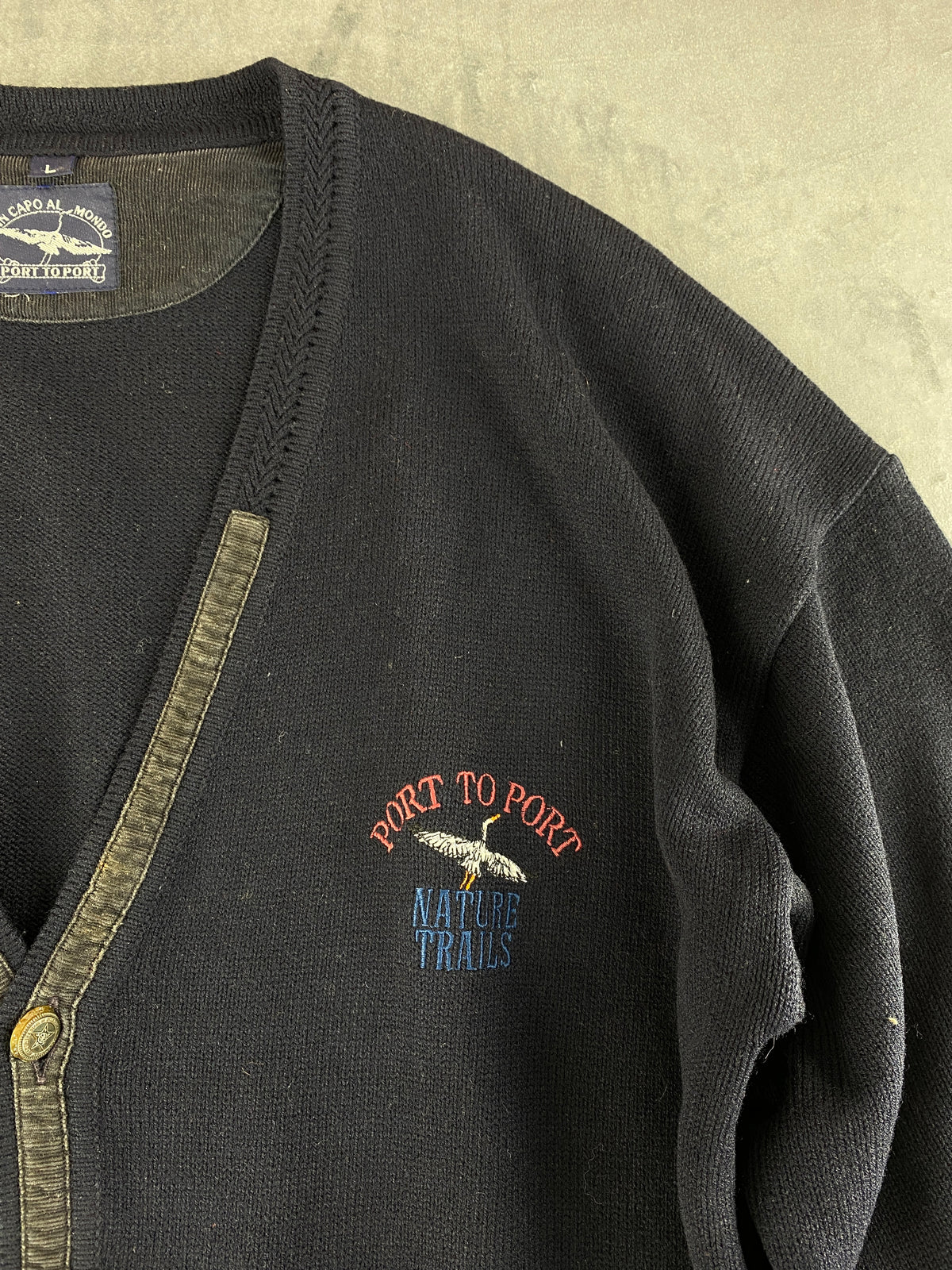 Cardigan scollo a V navy Port to Port vintage – Uomo Taglia L