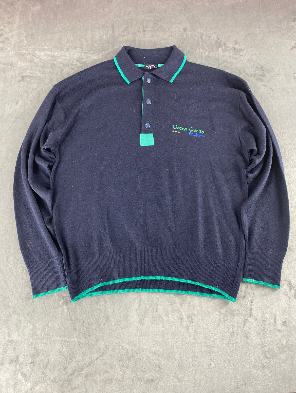 Maglione colletto polo Blu Stone blu navy vintage – Uomo Taglia L