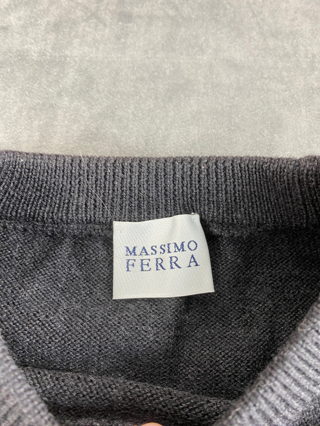 Maglione girocollo lana merino Massimo Ferra grigio antracite vintage – Uomo Taglia M