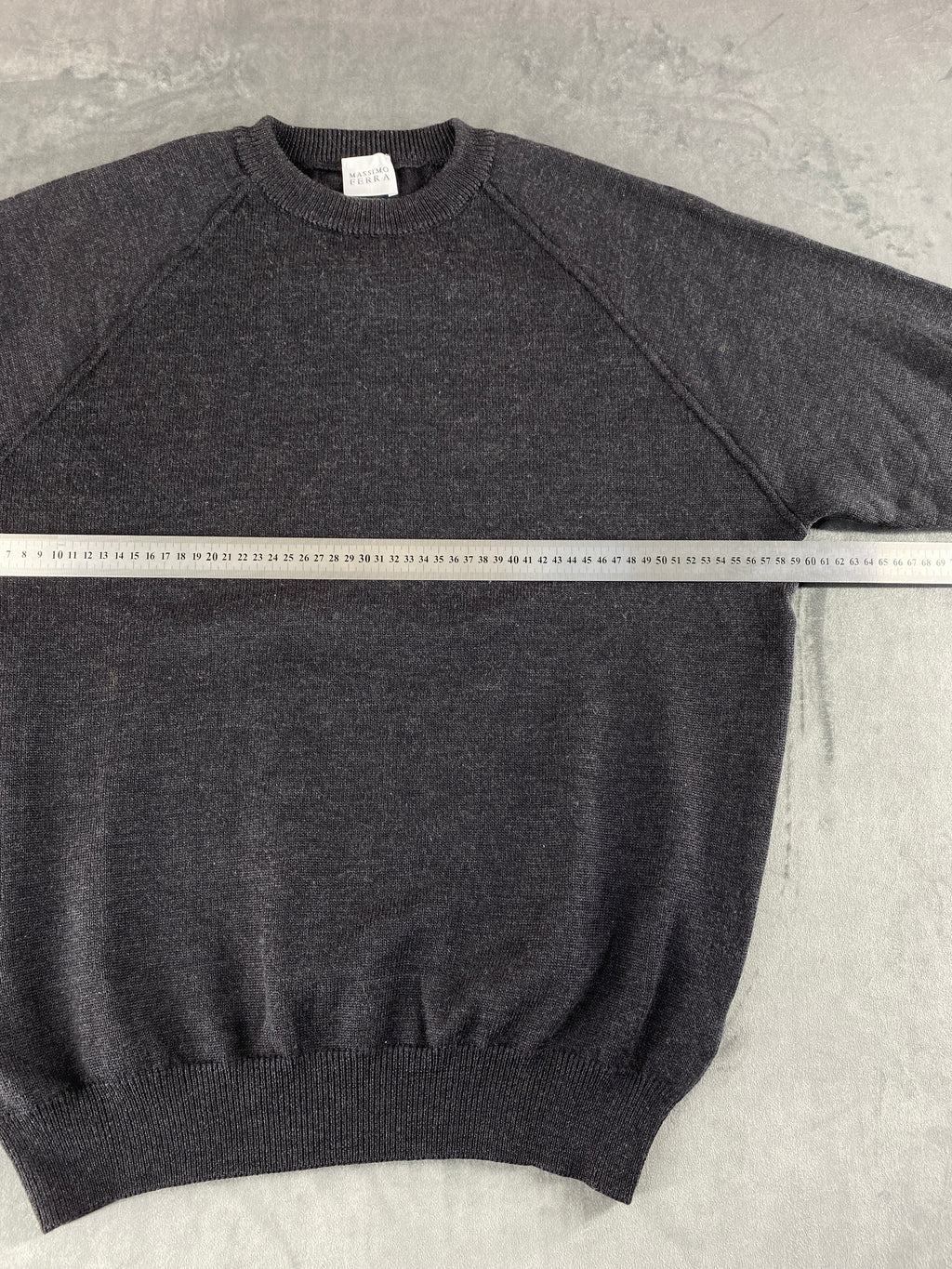 Maglione girocollo lana merino Massimo Ferra grigio antracite vintage – Uomo Taglia M