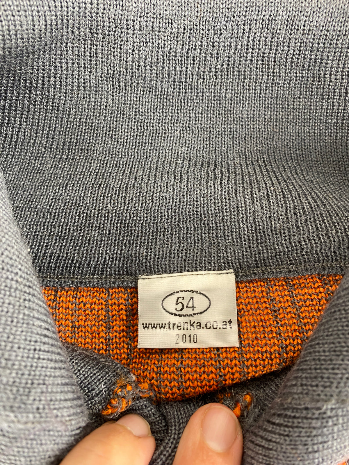 Maglione colletto bottoni Trenka grigio arancione workwear vintage – Uomo Taglia L