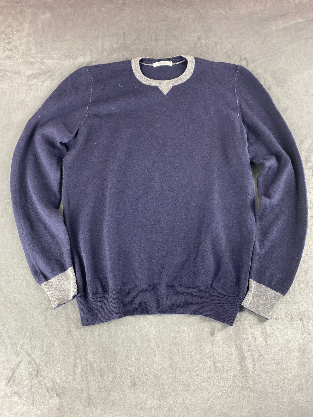 Maglione girocollo lana merino Kangra blu navy vintage – Donna Taglia XL