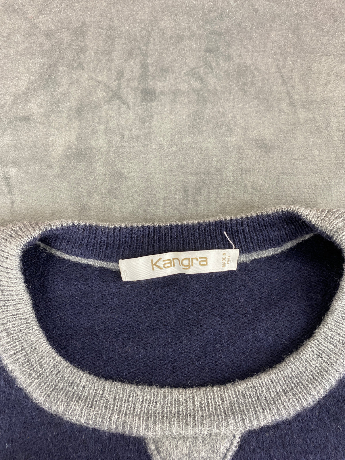 Maglione girocollo lana merino Kangra blu navy vintage – Donna Taglia XL