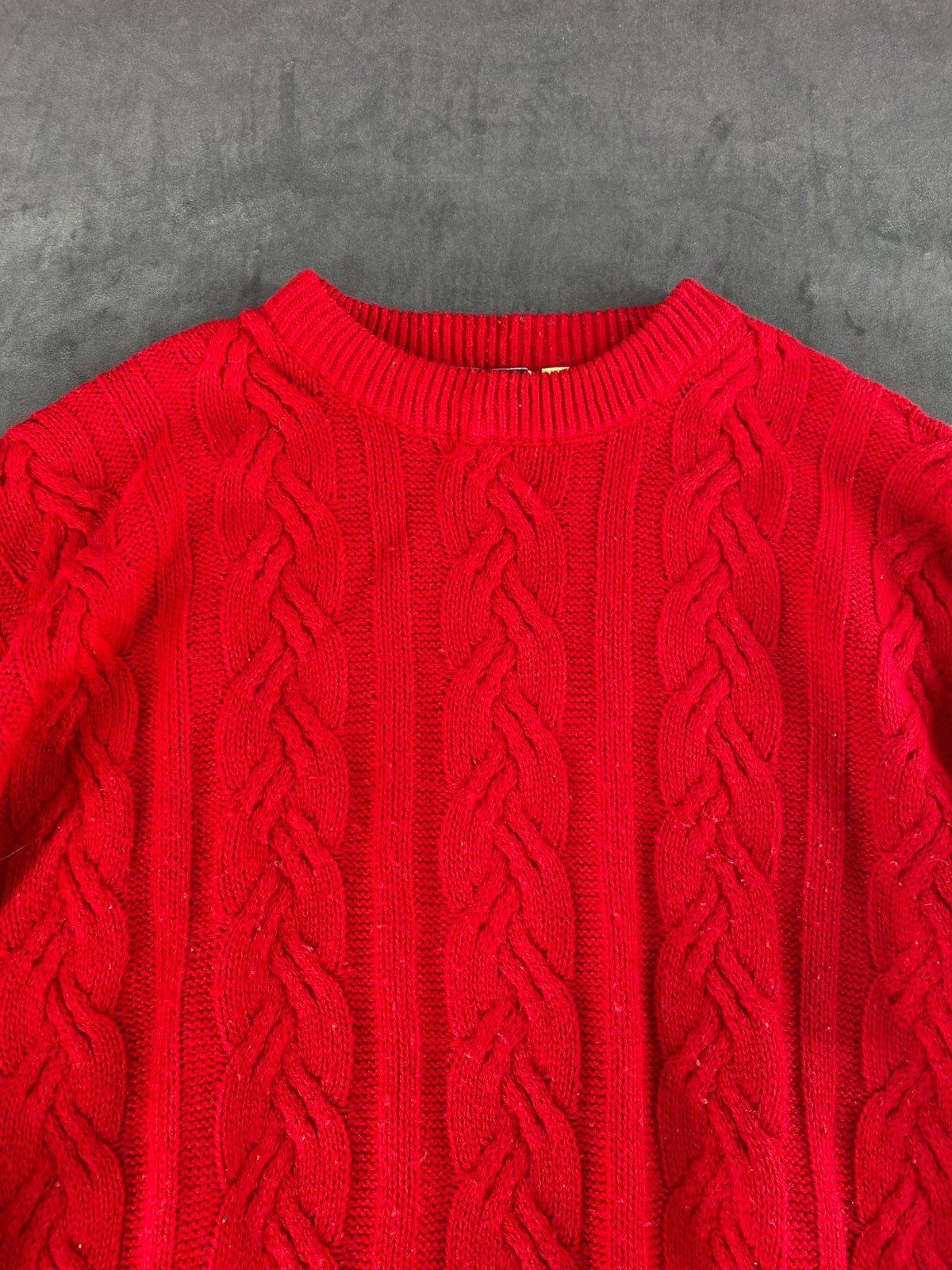 Maglione girocollo trecce US rosso vintage – Uomo Taglia L