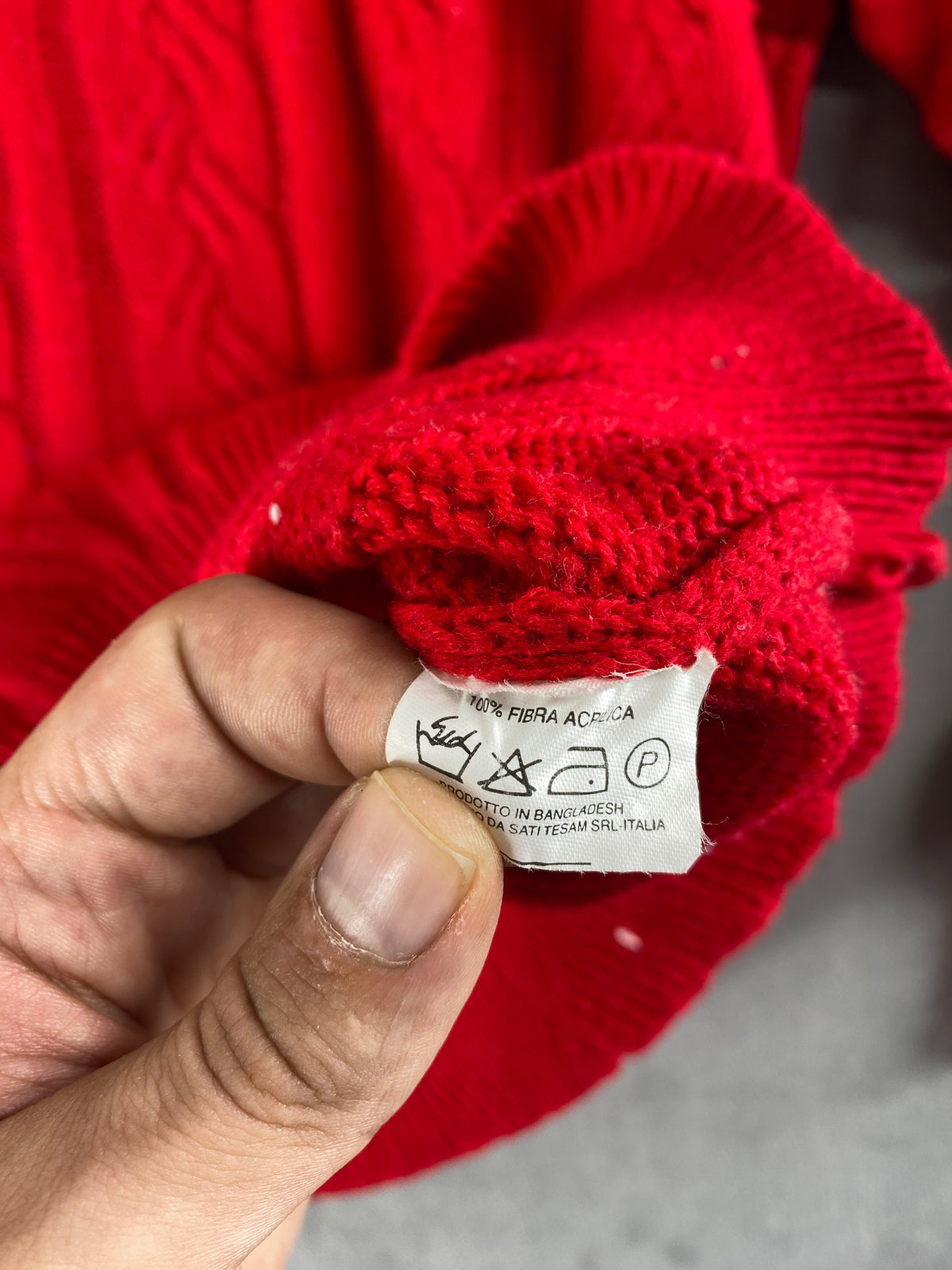 Maglione girocollo trecce US rosso vintage – Uomo Taglia L
