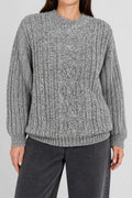 Maglione girocollo lana trecce grigio N.C. Trading vintage – Donna Taglia XL