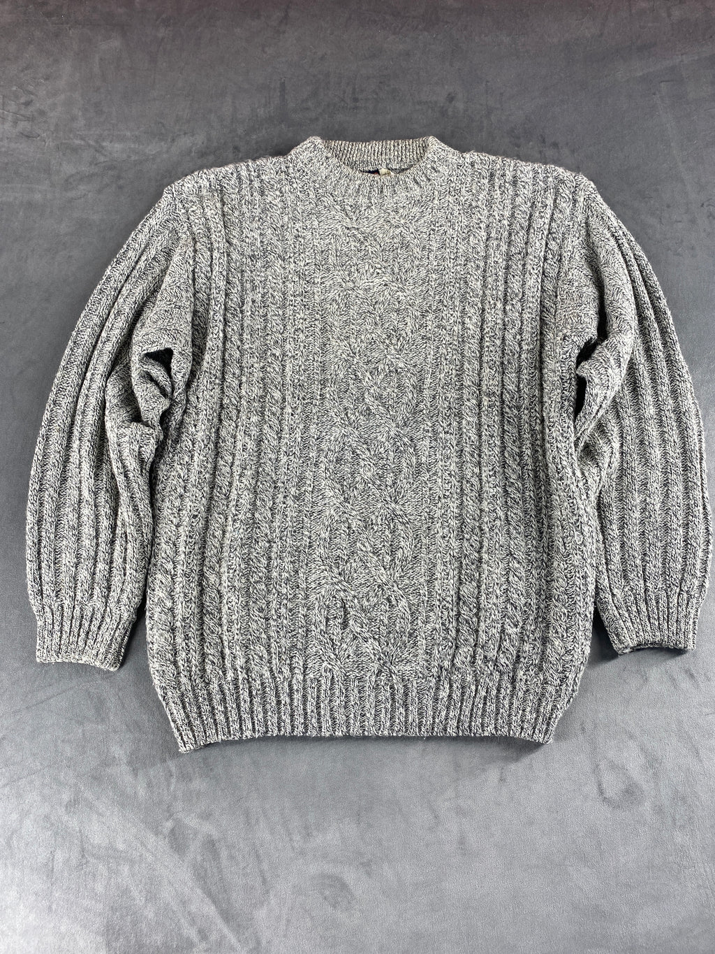 Maglione girocollo lana trecce grigio N.C. Trading vintage – Donna Taglia XL