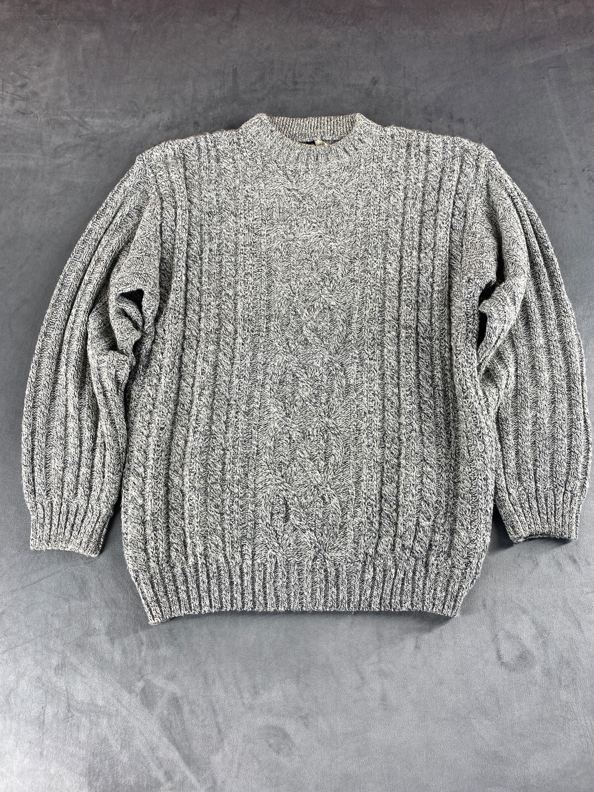 Maglione girocollo lana trecce grigio N.C. Trading vintage – Donna Taglia XL