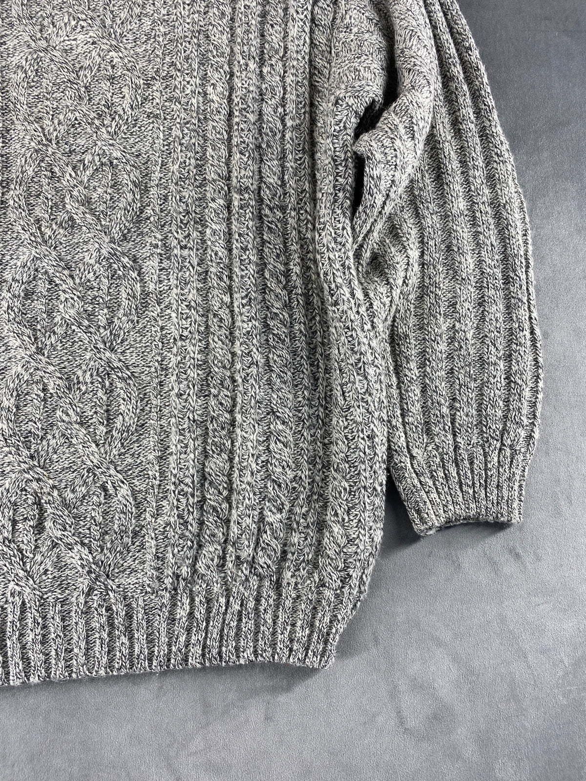 Maglione girocollo lana trecce grigio N.C. Trading vintage – Donna Taglia XL