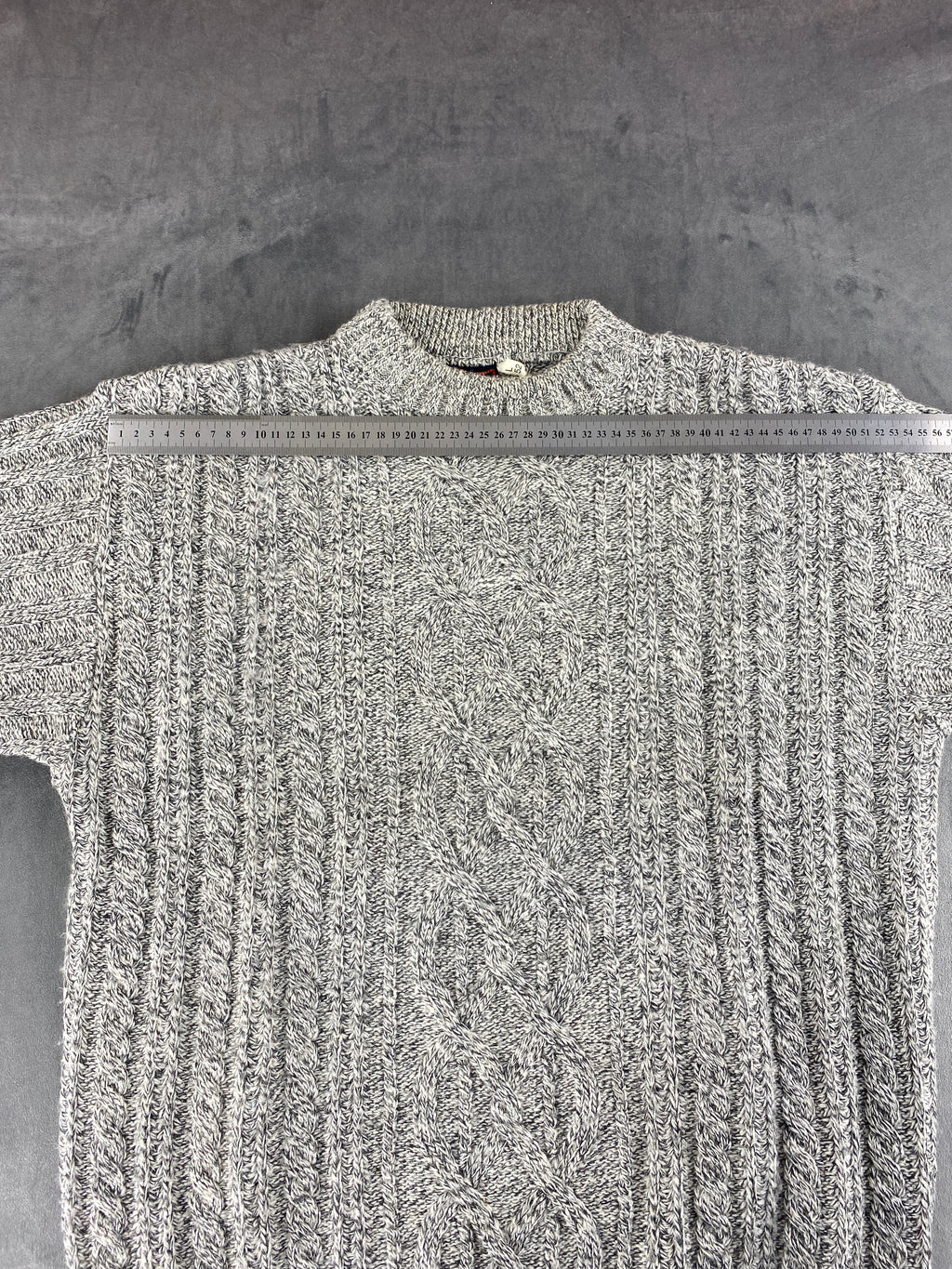 Maglione girocollo lana trecce grigio N.C. Trading vintage – Donna Taglia XL