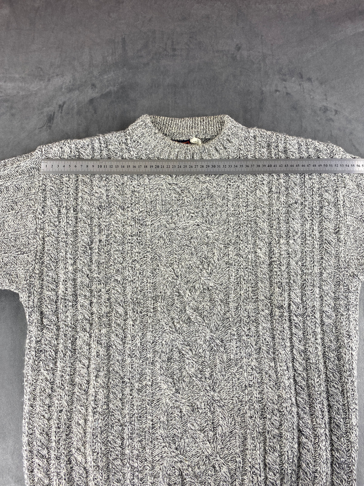 Maglione girocollo lana trecce grigio N.C. Trading vintage – Donna Taglia XL
