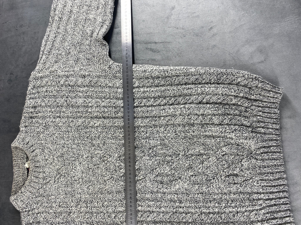 Maglione girocollo lana trecce grigio N.C. Trading vintage – Donna Taglia XL