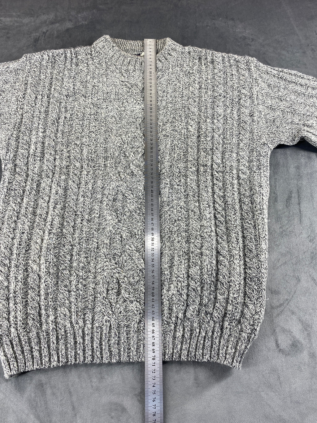 Maglione girocollo lana trecce grigio N.C. Trading vintage – Donna Taglia XL