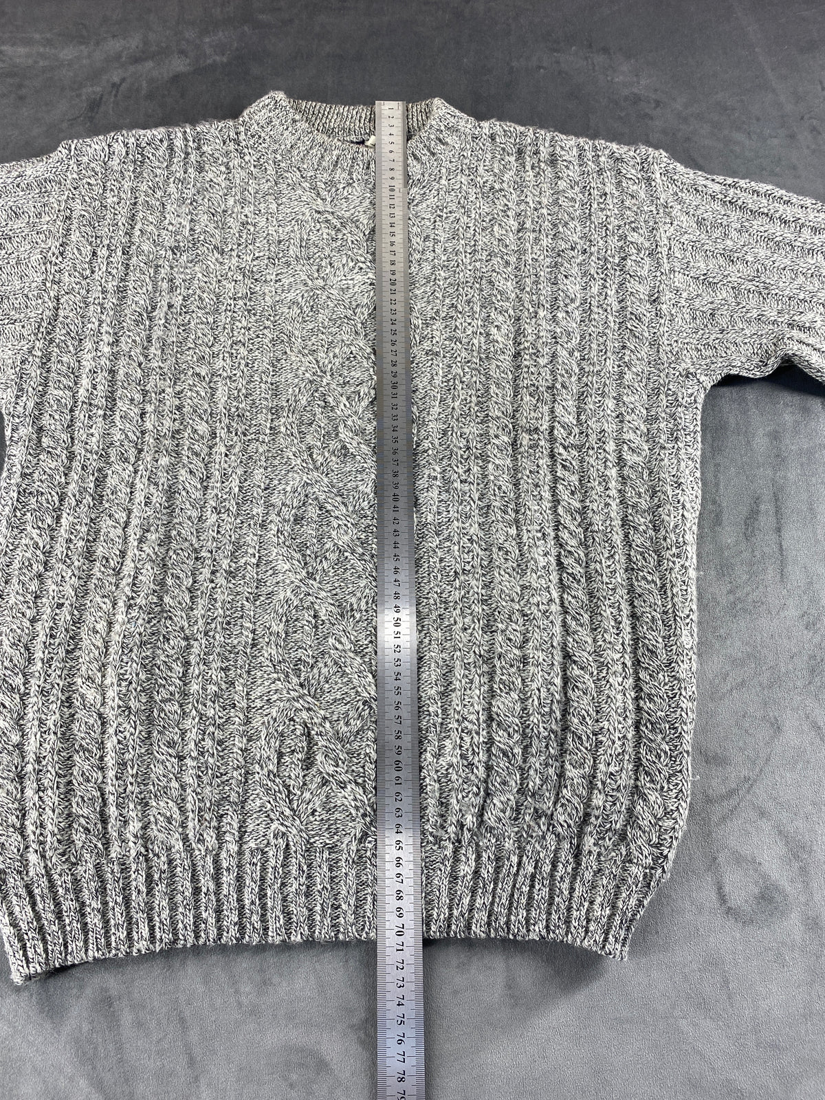 Maglione girocollo lana trecce grigio N.C. Trading vintage – Donna Taglia XL