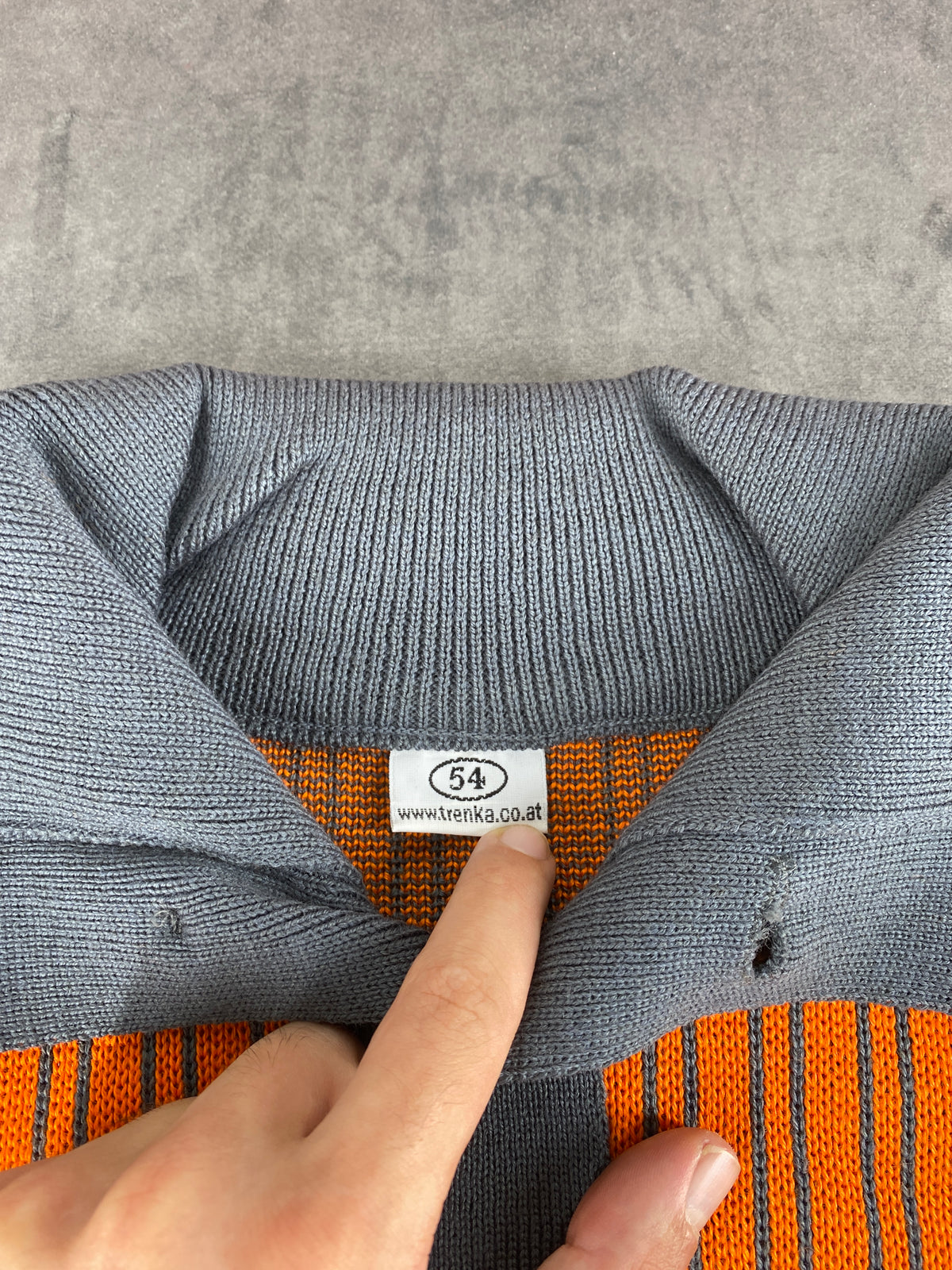 Maglione colletto bottoni Trenka grigio arancione workwear vintage – Uomo Taglia L
