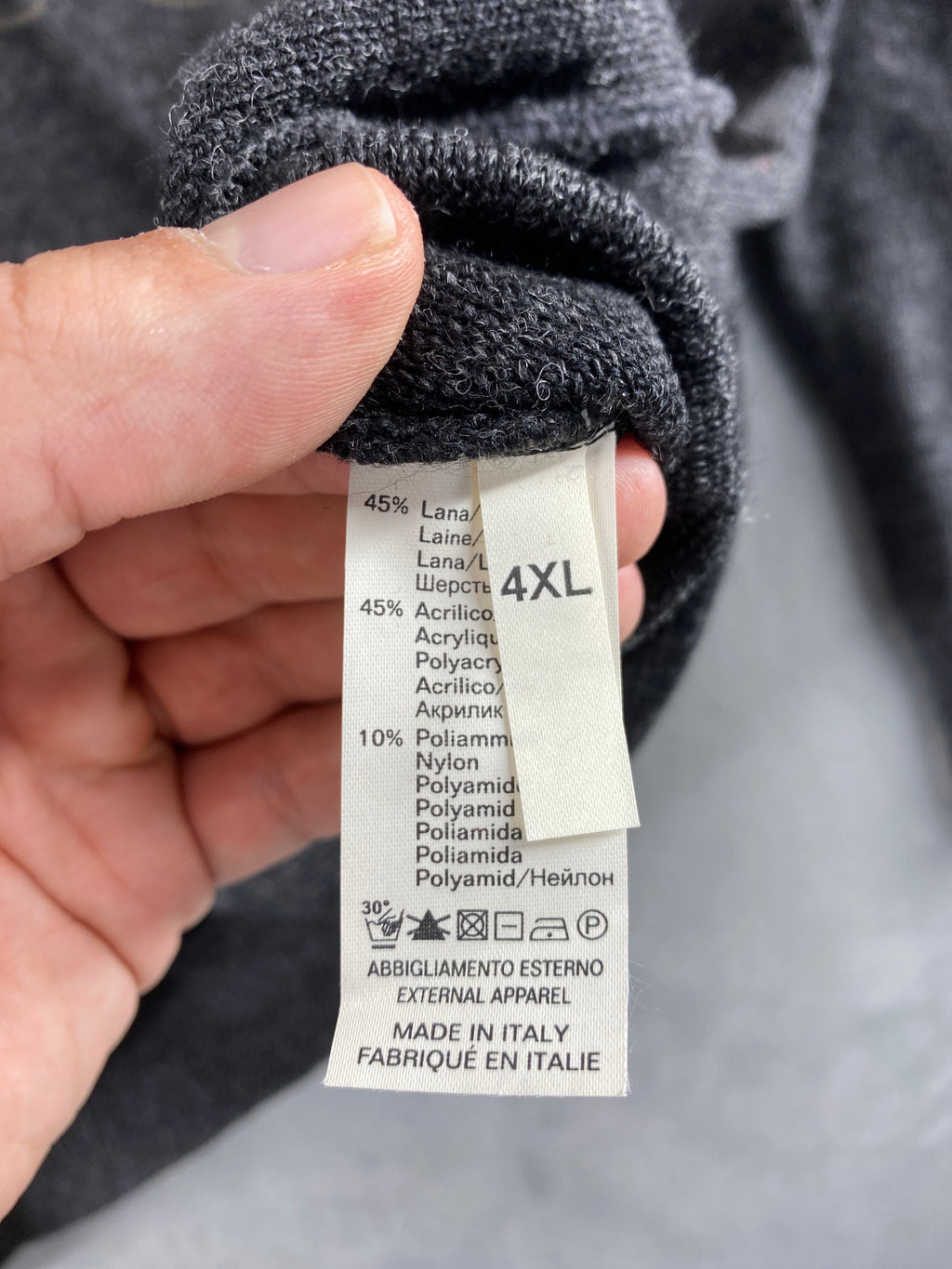 Maglione colletto polo Rodes grigio righe lana vintage – Uomo Taglia XL