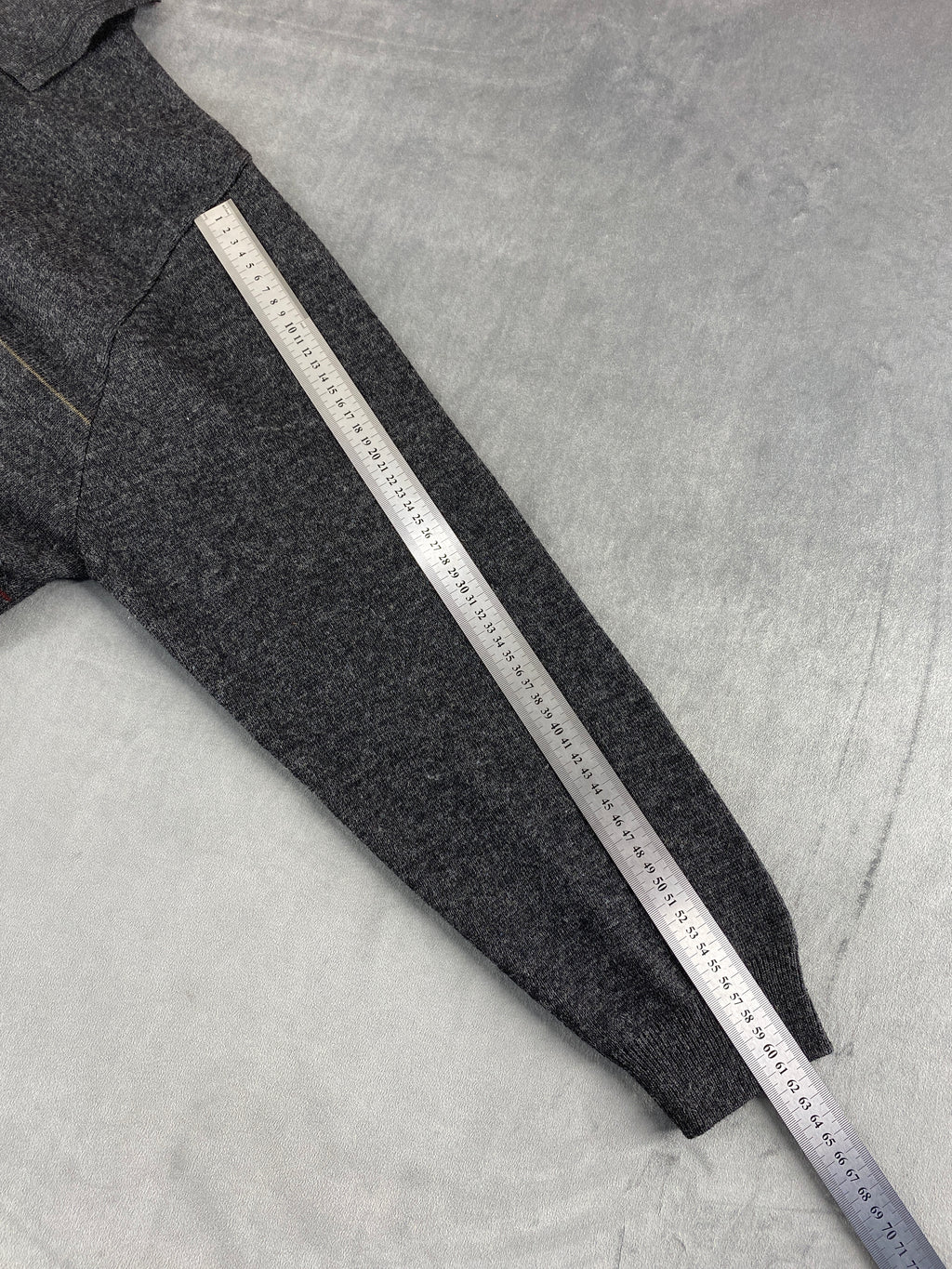 Maglione colletto polo Rodes grigio righe lana vintage – Uomo Taglia XL