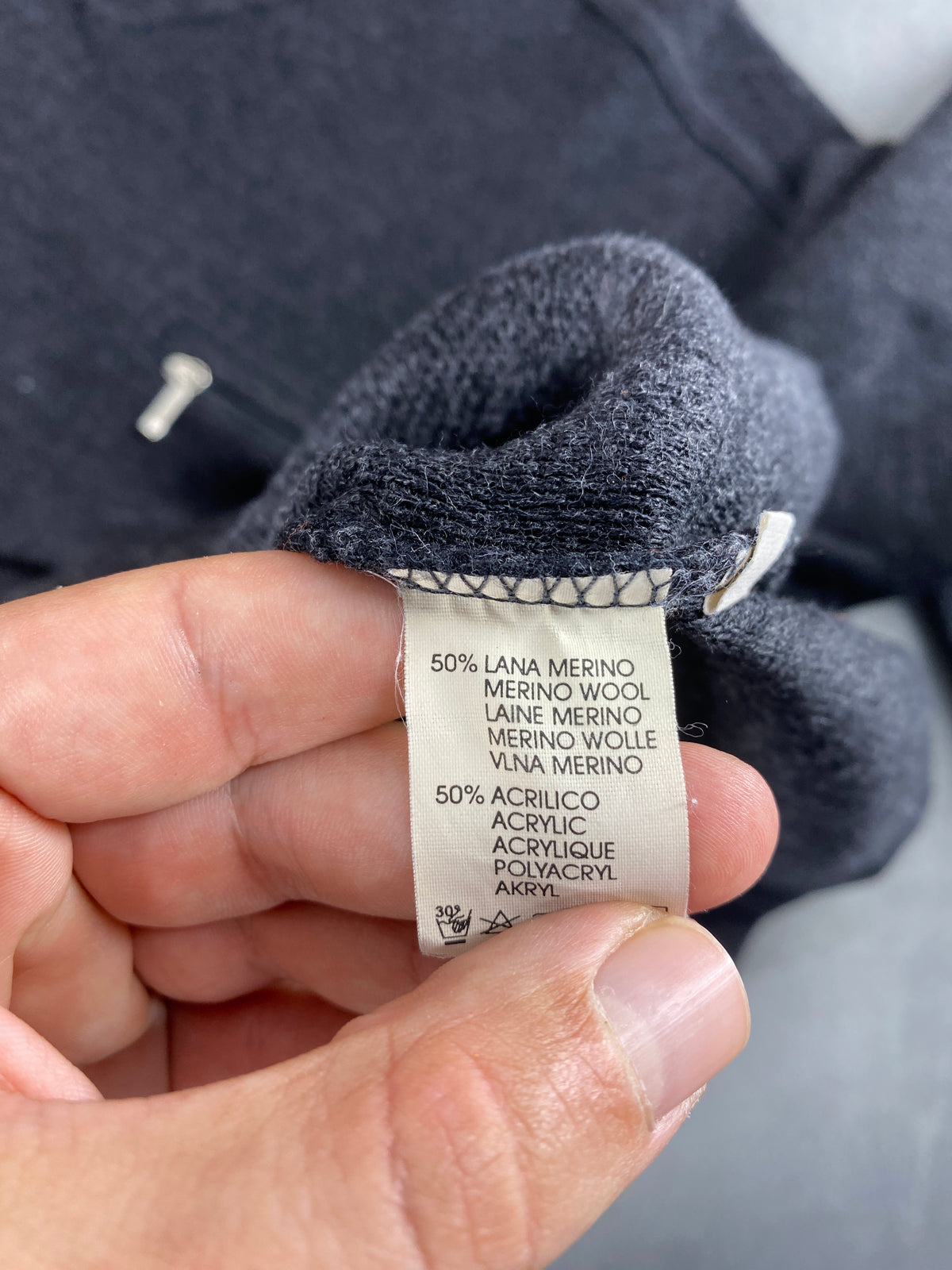 Maglione scollo a V lana merino Enzo Goti grigio antracite vintage – Uomo Taglia L