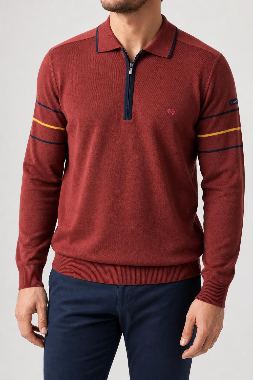Maglione mezza zip lana Il Granchio rosso mattone vintage – Uomo Taglia L