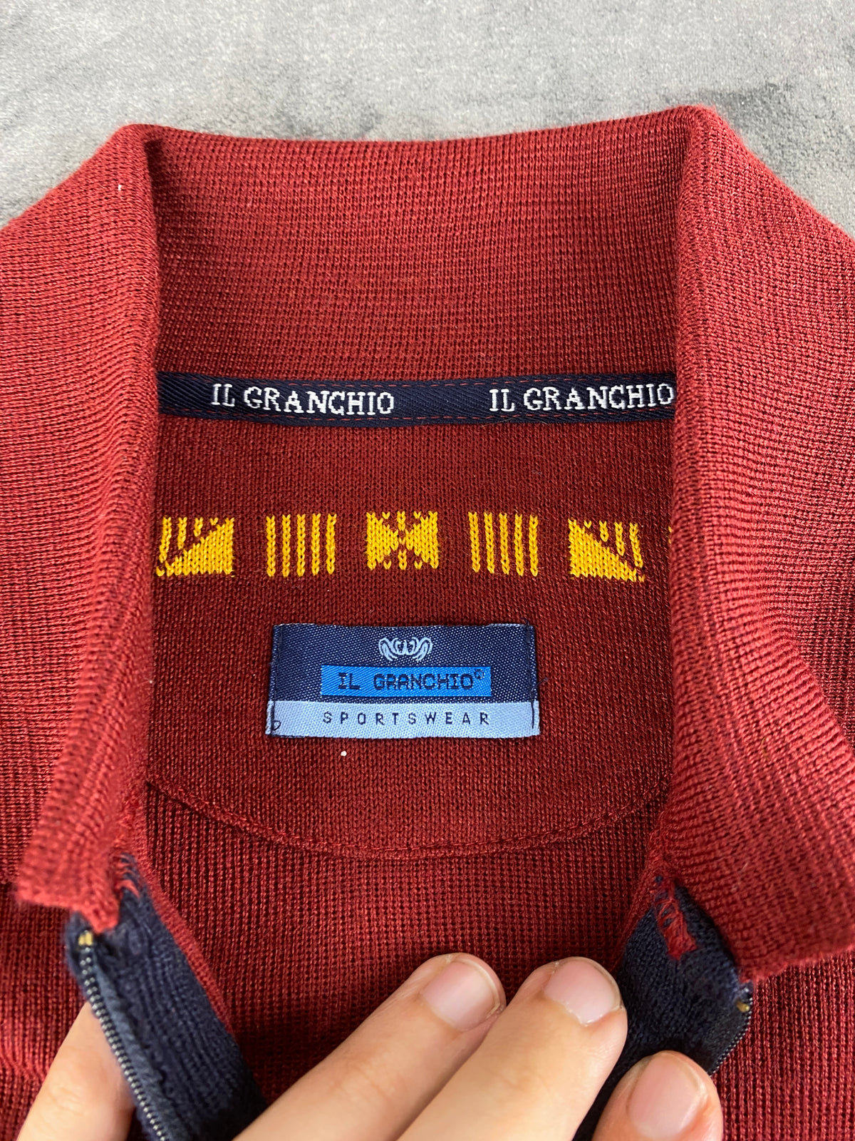 Maglione mezza zip lana Il Granchio rosso mattone vintage – Uomo Taglia L
