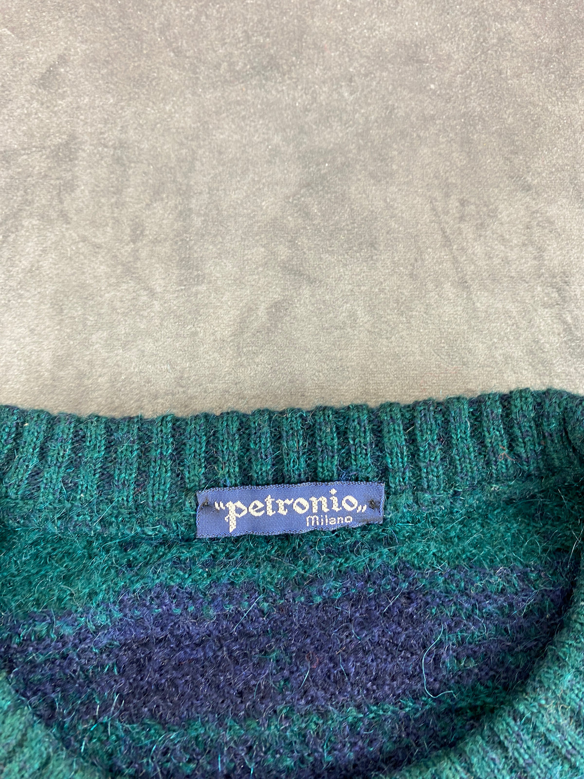 Maglione girocollo tartan Petronio verde blu vintage – Uomo Taglia XXL