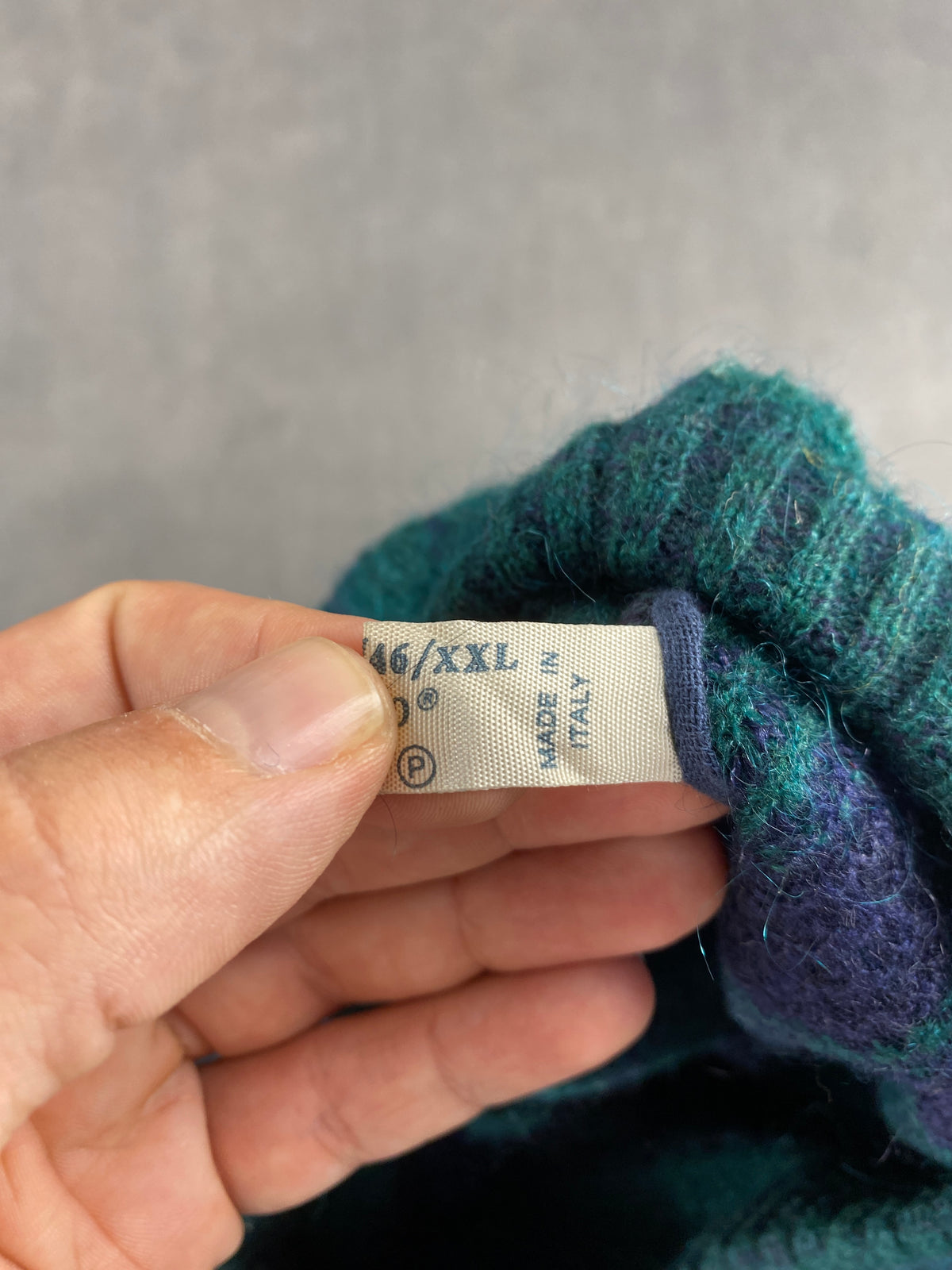 Maglione girocollo tartan Petronio verde blu vintage – Uomo Taglia XXL